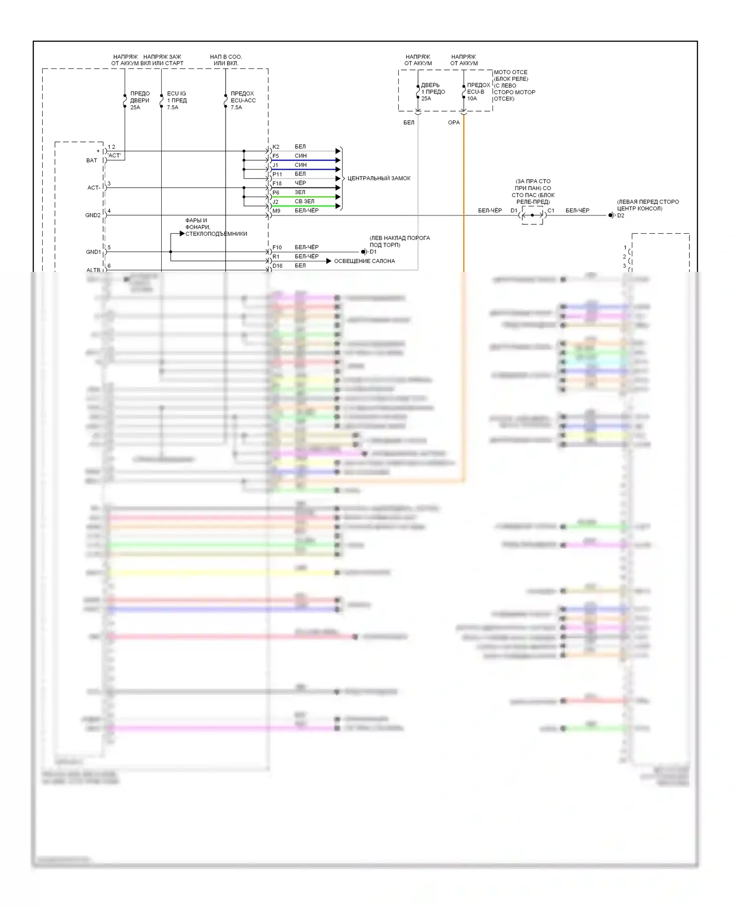 Avalon Toyota XX30 (2005-2007): Электросхема блоков управления кузовом 