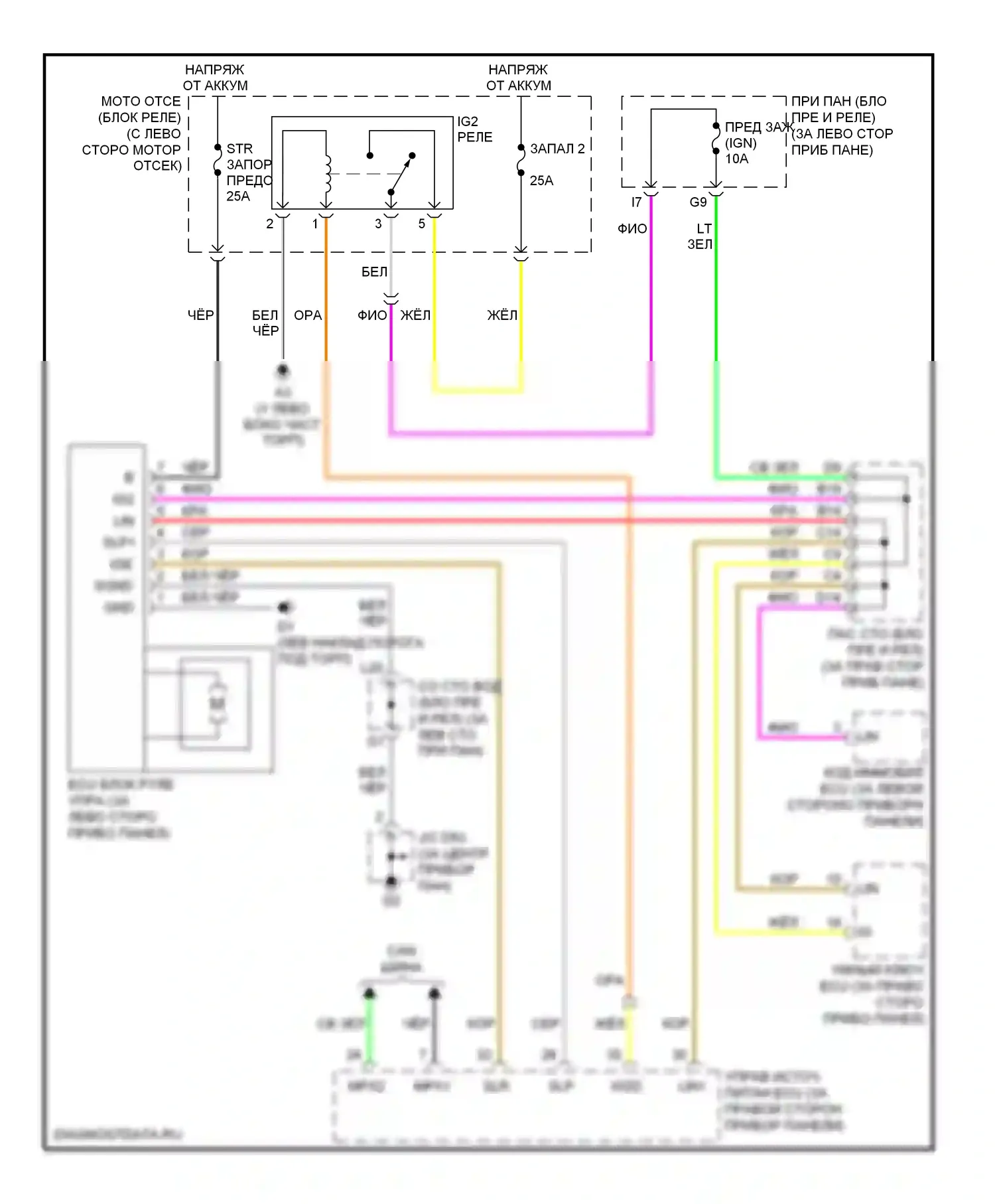 Avalon Toyota XX30 (2005-2007): Электросхема рулевой колонки 