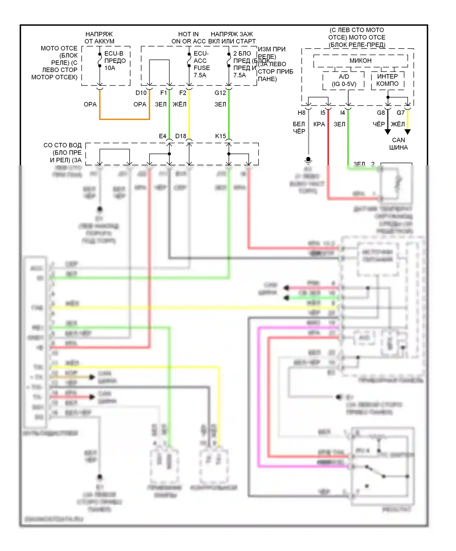 Avalon Toyota XX30 (2005-2007): Электросхема многоинформационной системы 