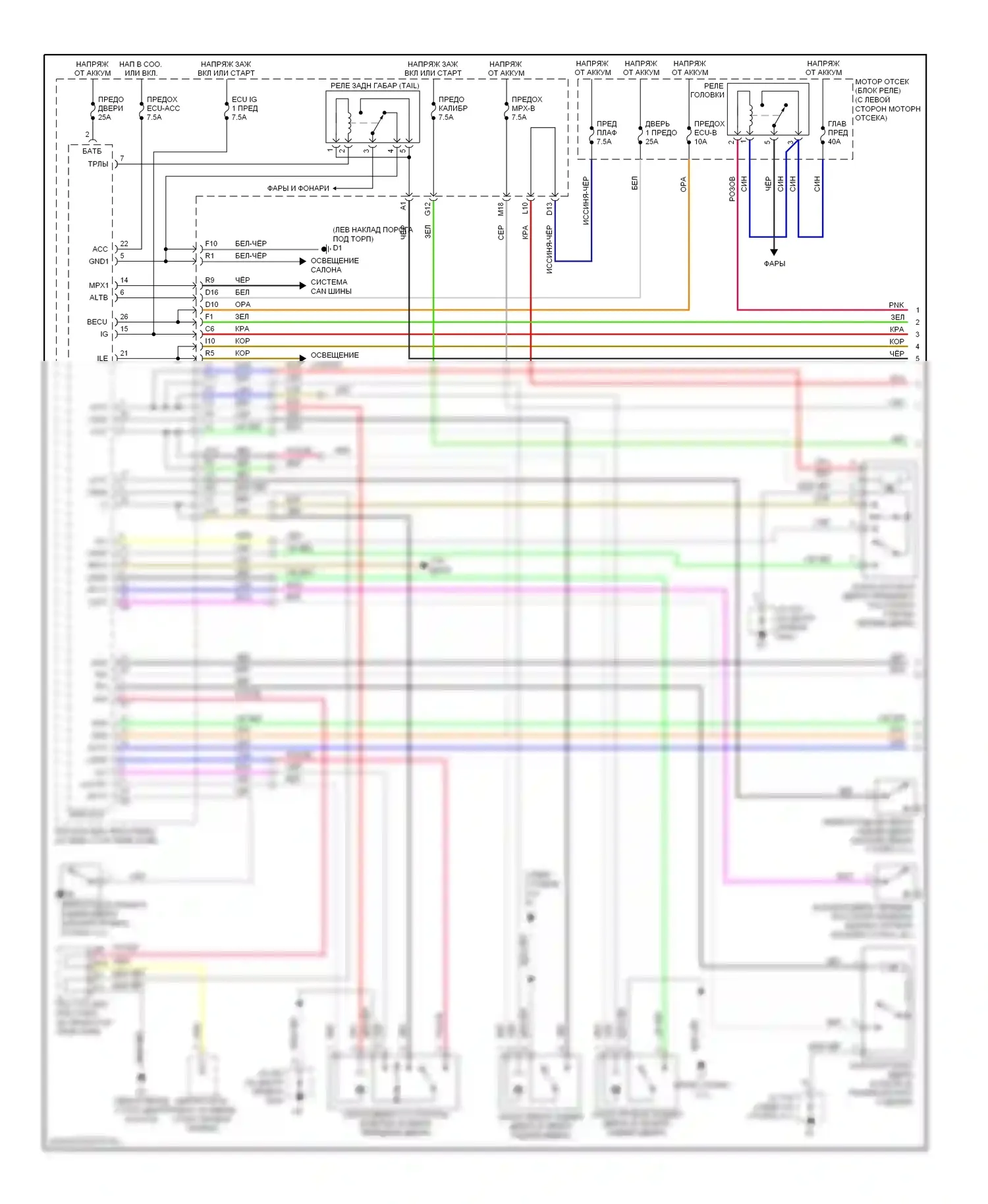 Avalon Toyota XX30 (2005-2007): Электросхема защиты от взлома (1 из 2) 