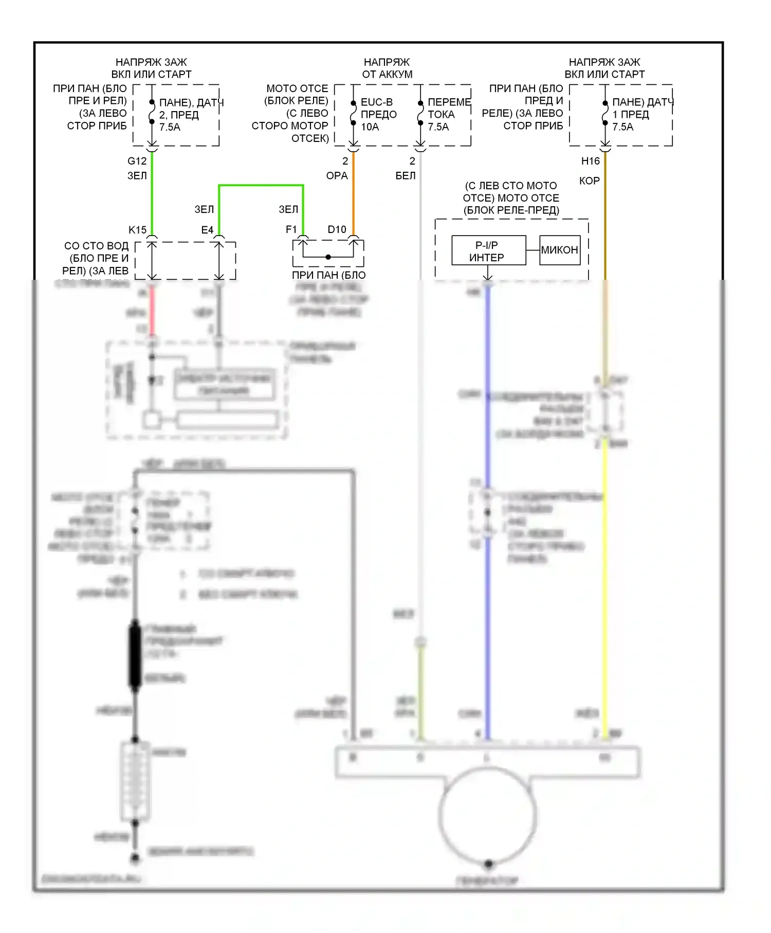Avalon Toyota XX30 (2005-2007): Электросхема генератора 