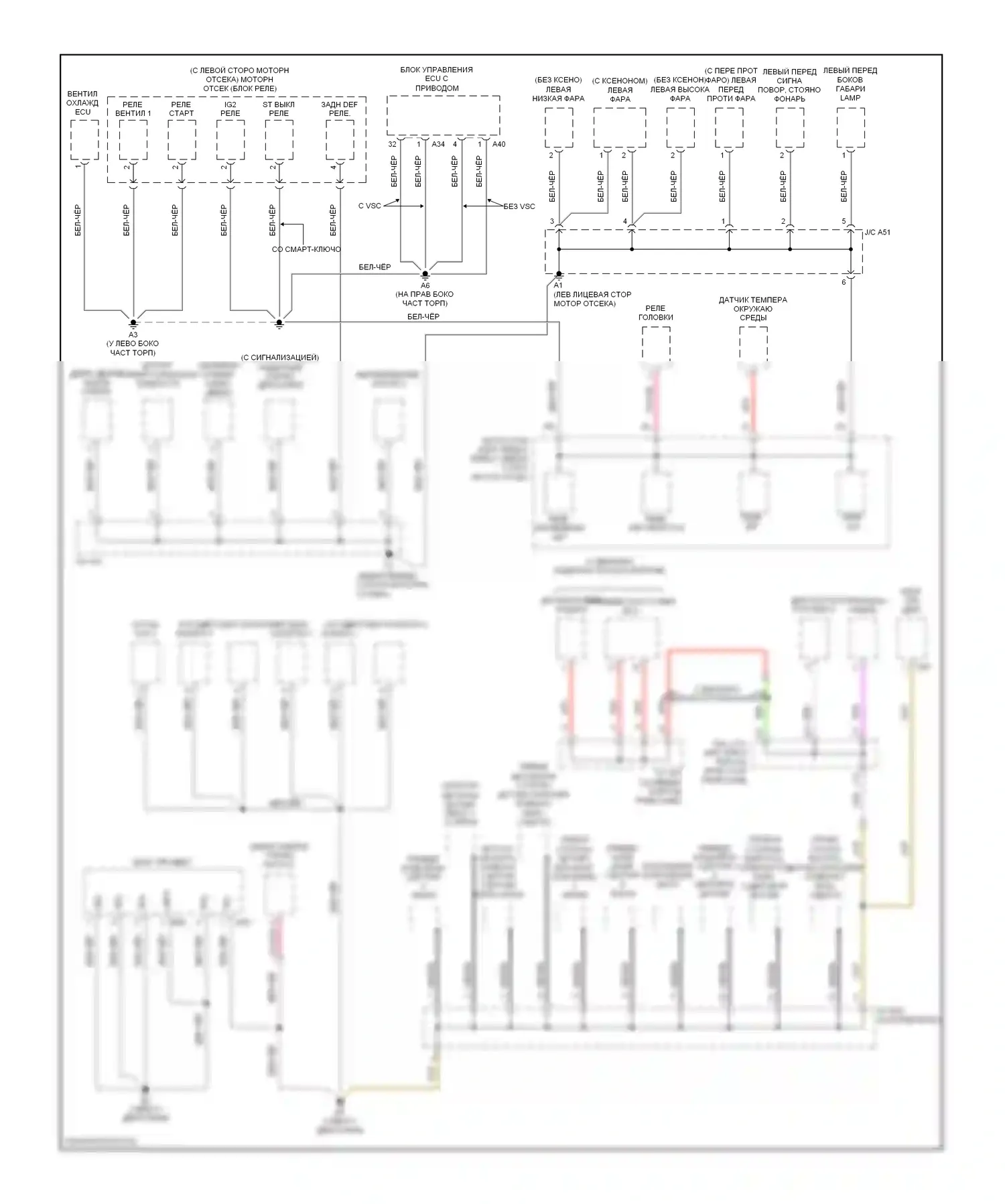 Avalon Toyota XX30 (2005-2007): Электросхема точек подключения масс (1 из 4) 