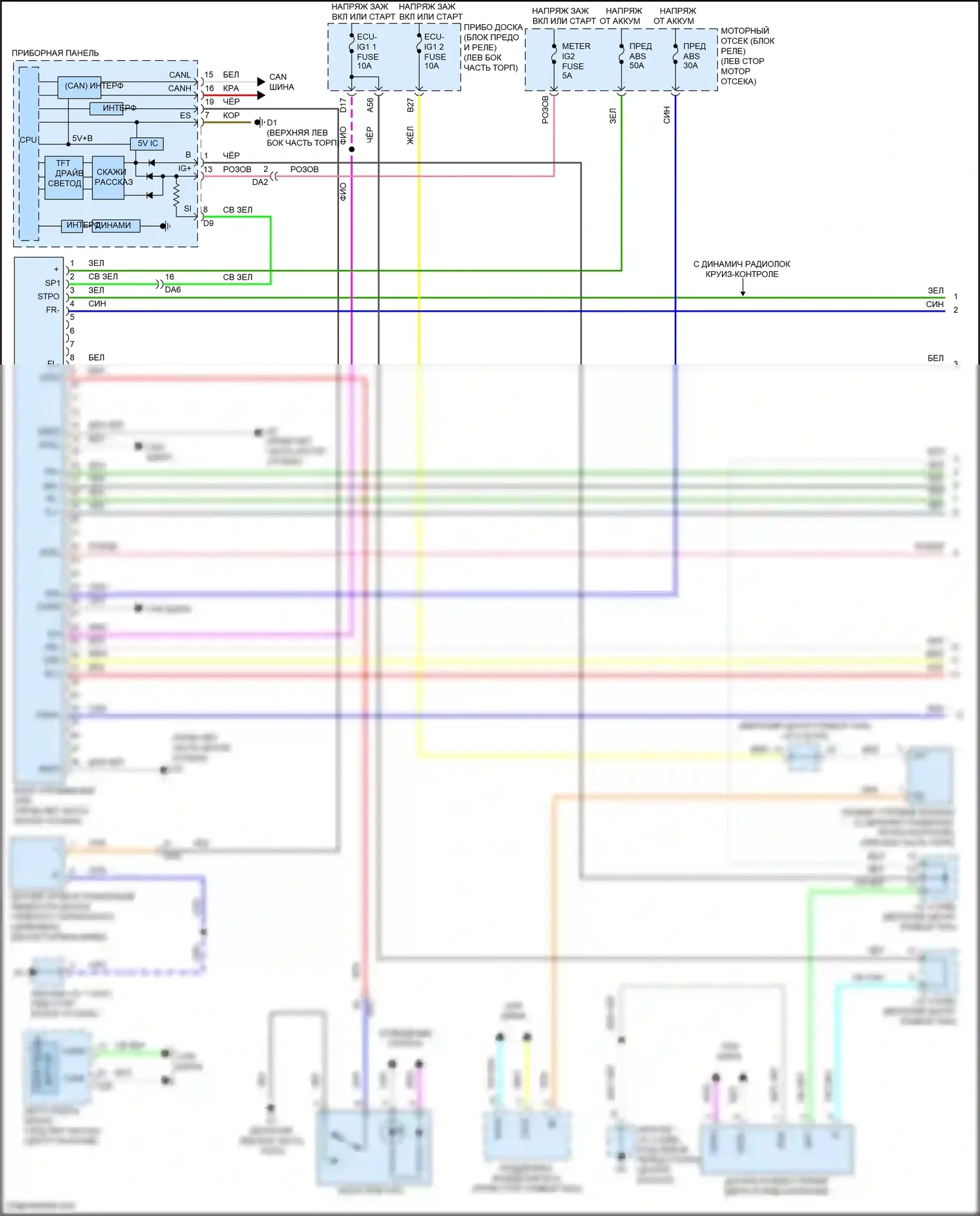 Avalon Toyota XX40 рестайлинг (2015-2018): Антиблокировочная система abs электросхема, за исключением гибридной (1 из 2) 