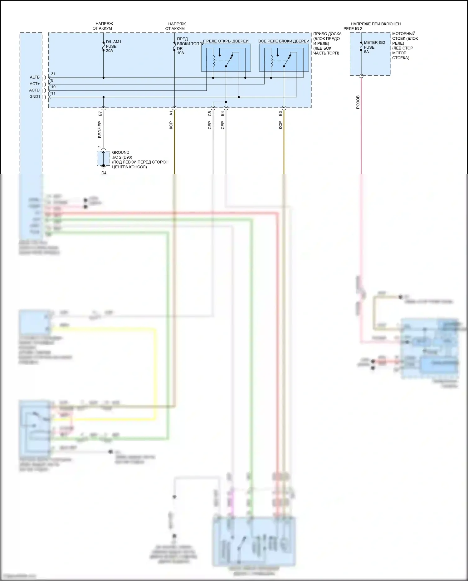 Avalon Toyota XX40 рестайлинг (2015-2018): Электросхема открытия лючка топливного бака 