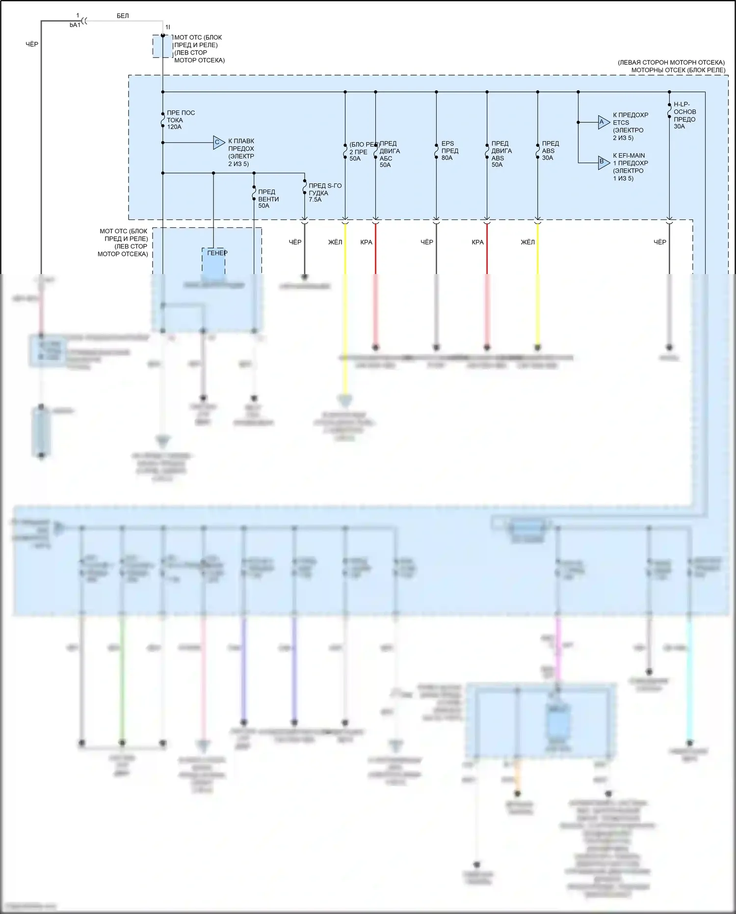 Avalon Toyota XX40 рестайлинг (2015-2018): Электросхема блока предохранителей реле, гибридного (1 из 5) 