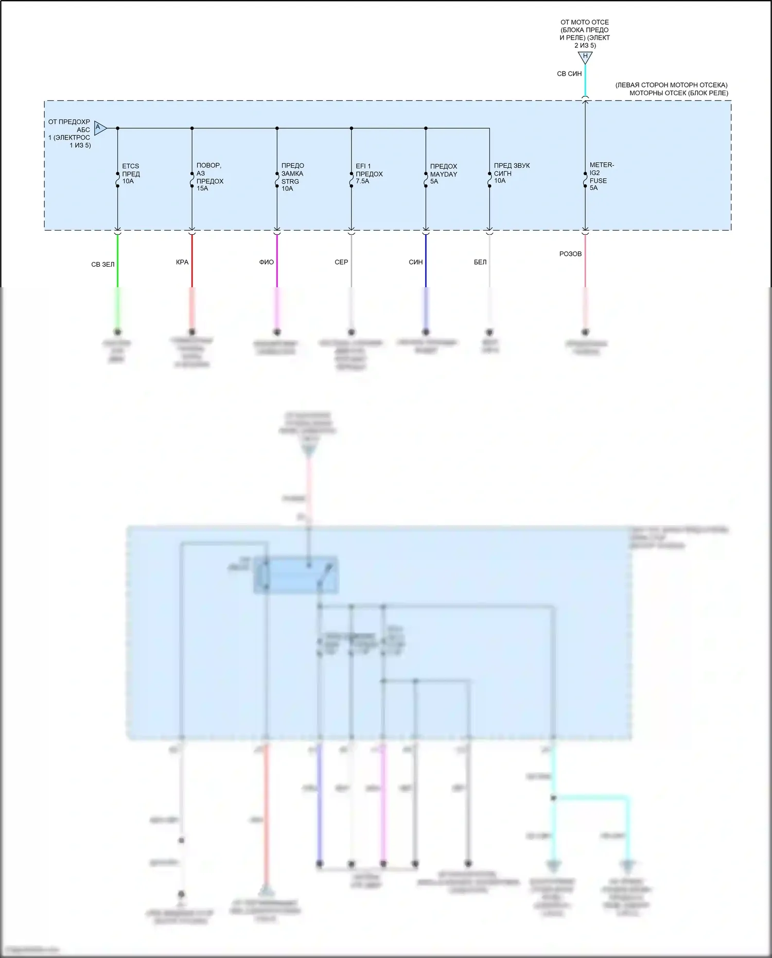 Avalon Toyota XX40 рестайлинг (2015-2018): Электросхема блока предохранителей реле, кроме гибридного (2 из 5) 