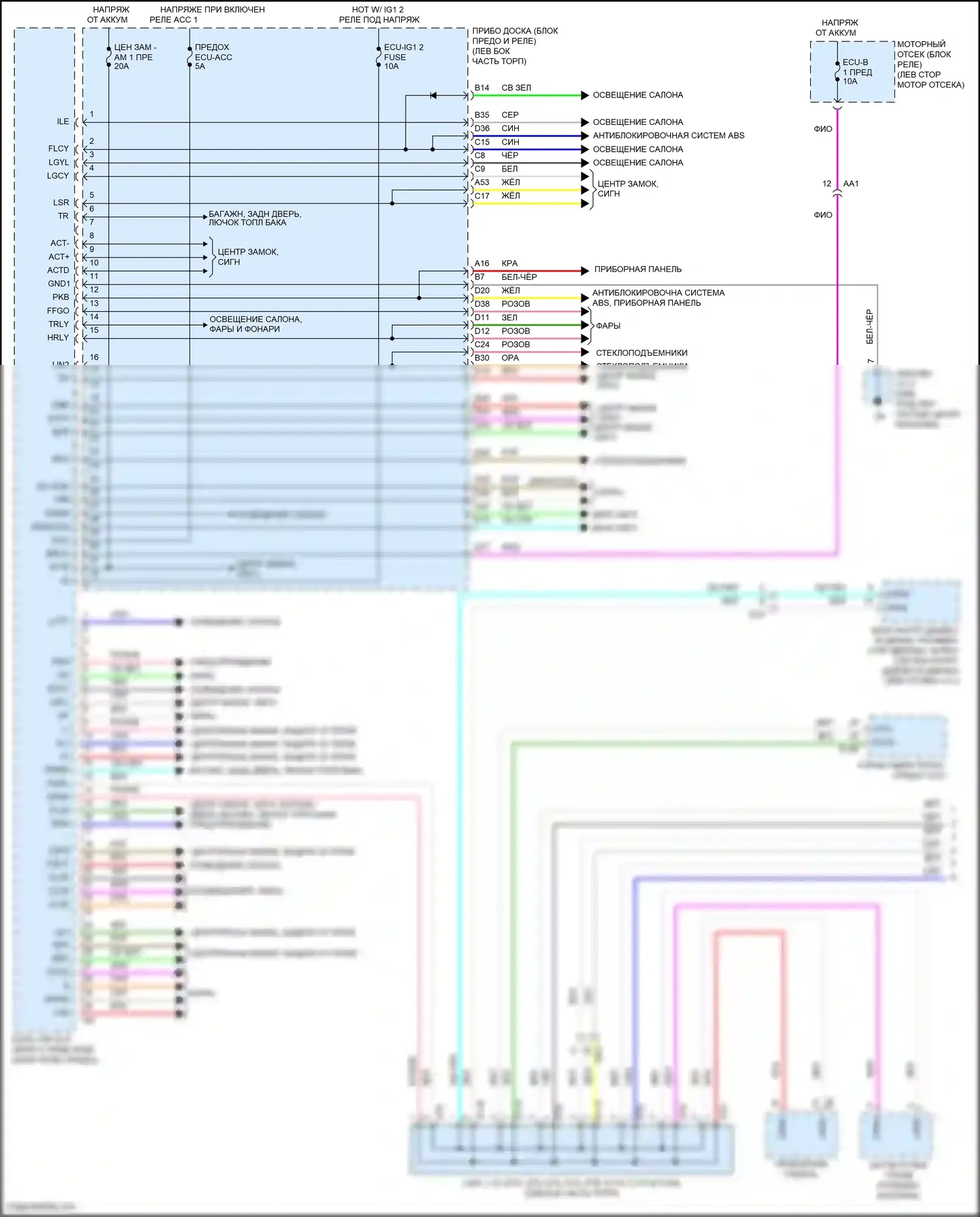 Avalon Toyota XX40 рестайлинг (2015-2018): Электросхема эбу кузова, гибрид (1 из 2) 
