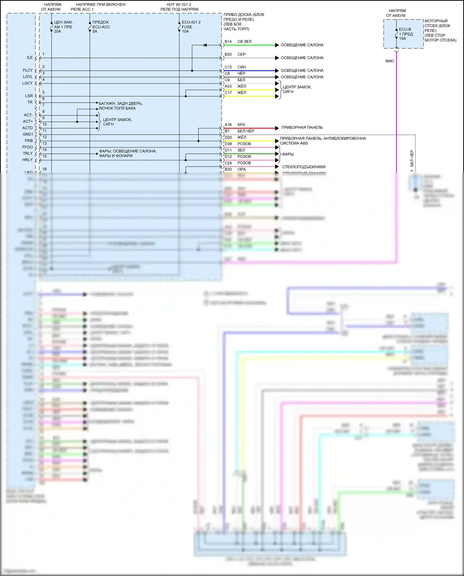 Avalon Toyota XX40 рестайлинг (2015-2018): Электросхема эбу кузова, кроме гибридной (1 из 2) 