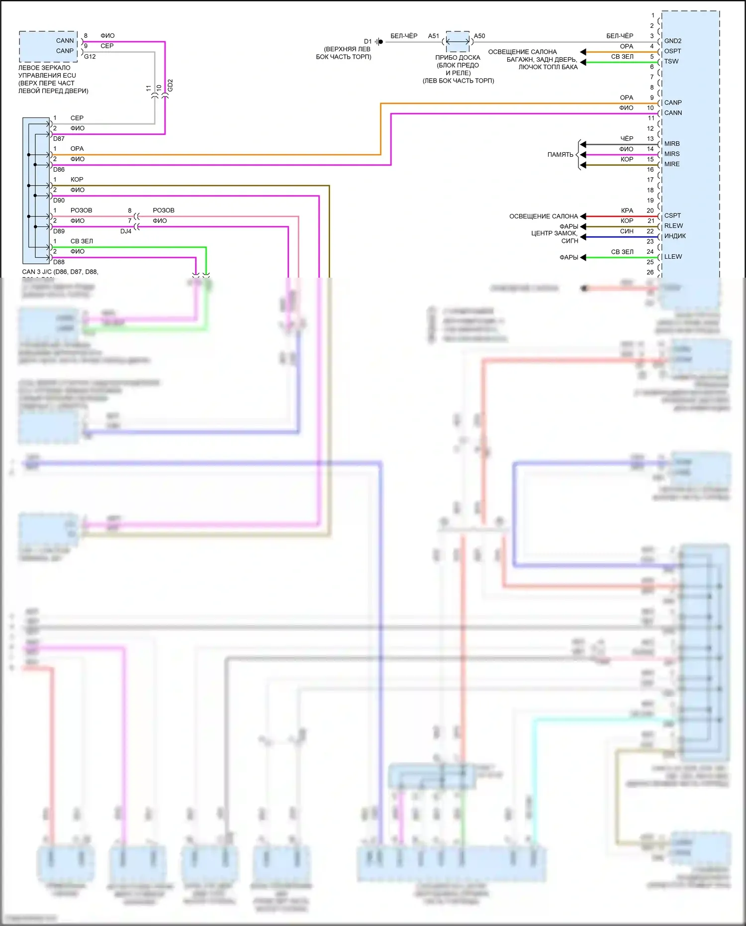 Avalon Toyota XX40 рестайлинг (2015-2018): Электросхема эбу кузова, кроме гибридной (2 из 2) 