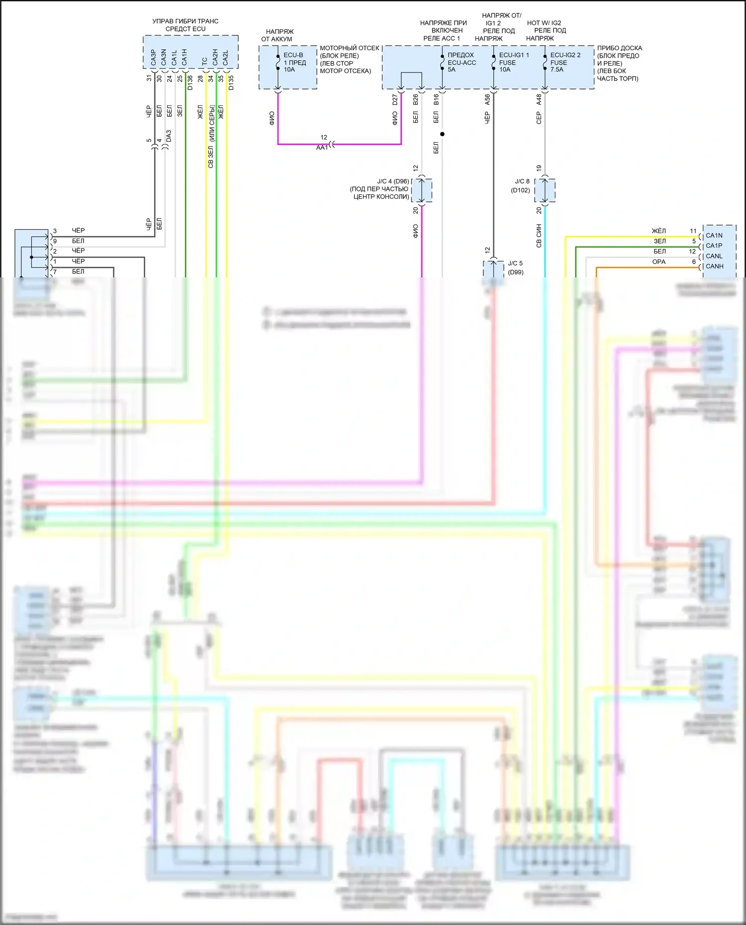Avalon Toyota XX40 рестайлинг (2015-2018): Can шина электросхема, гибридная (3 из 3) 