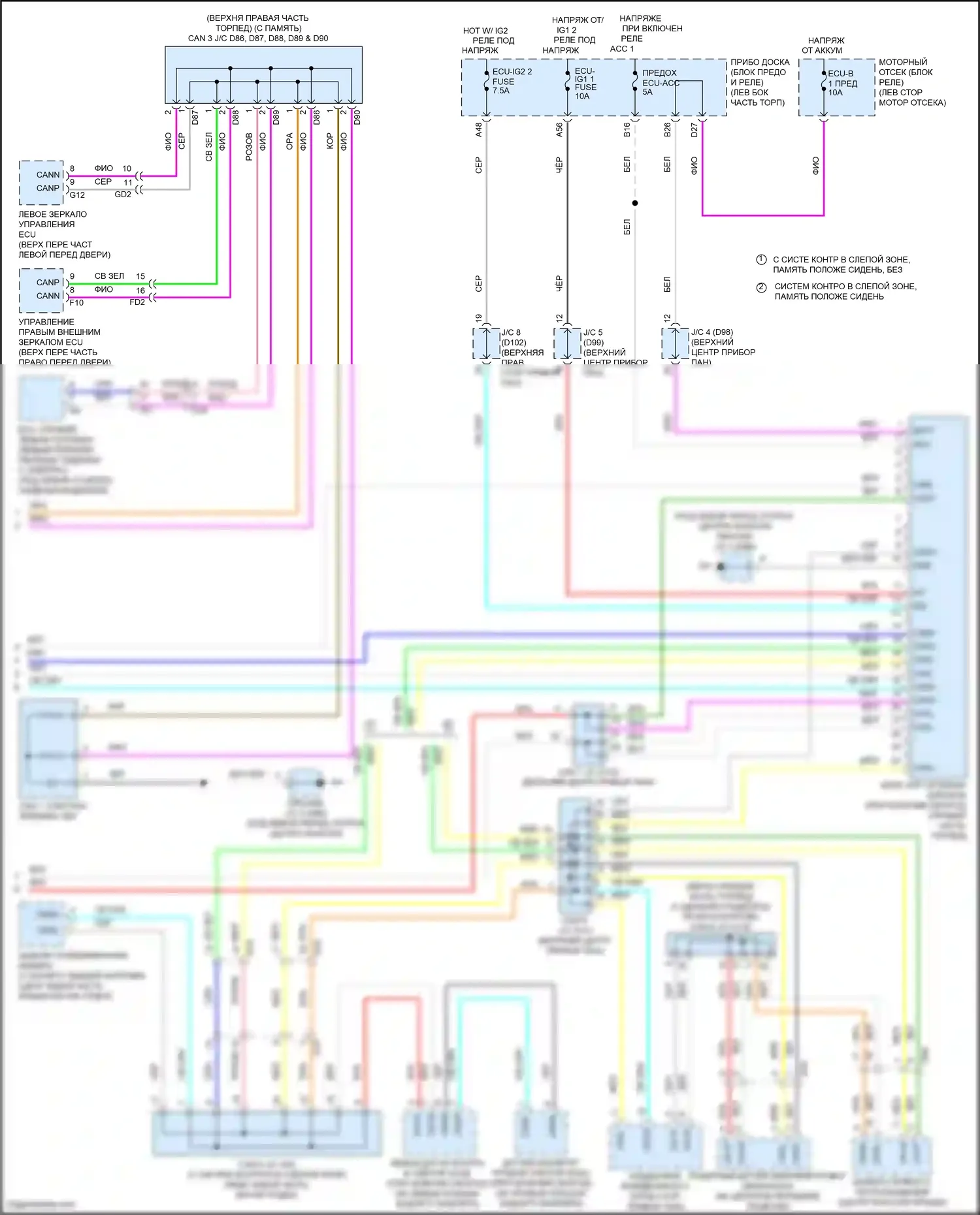 Avalon Toyota XX40 рестайлинг (2015-2018): Can шина электросхема, за исключением гибридной (2 из 2) 