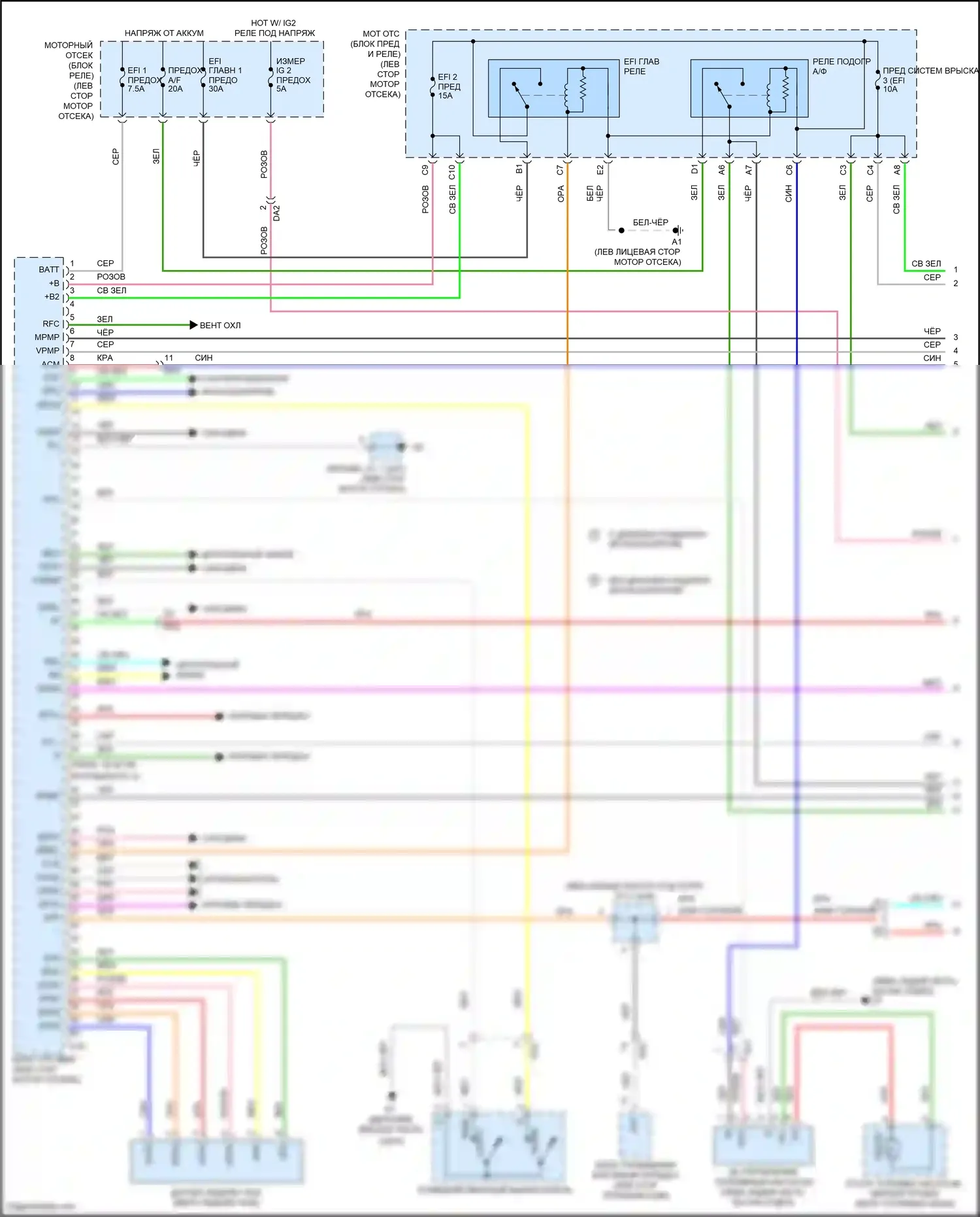 Avalon Toyota XX40 рестайлинг (2015-2018): Электросхема двигателя 3.5l (1 из 5) 