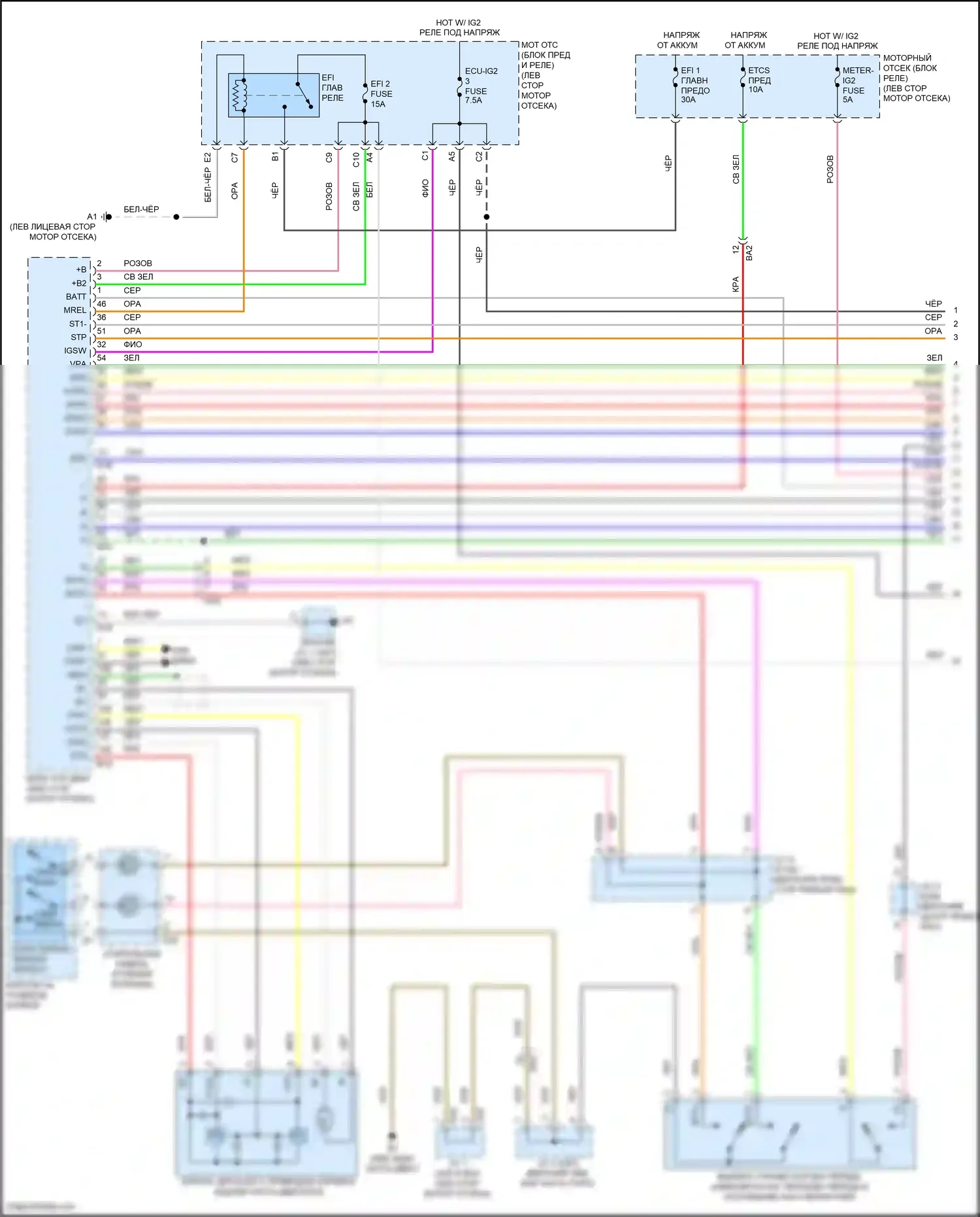 Avalon Toyota XX40 рестайлинг (2015-2018): 3.5l, электросхема соединений коробки передач (1 из 3) 