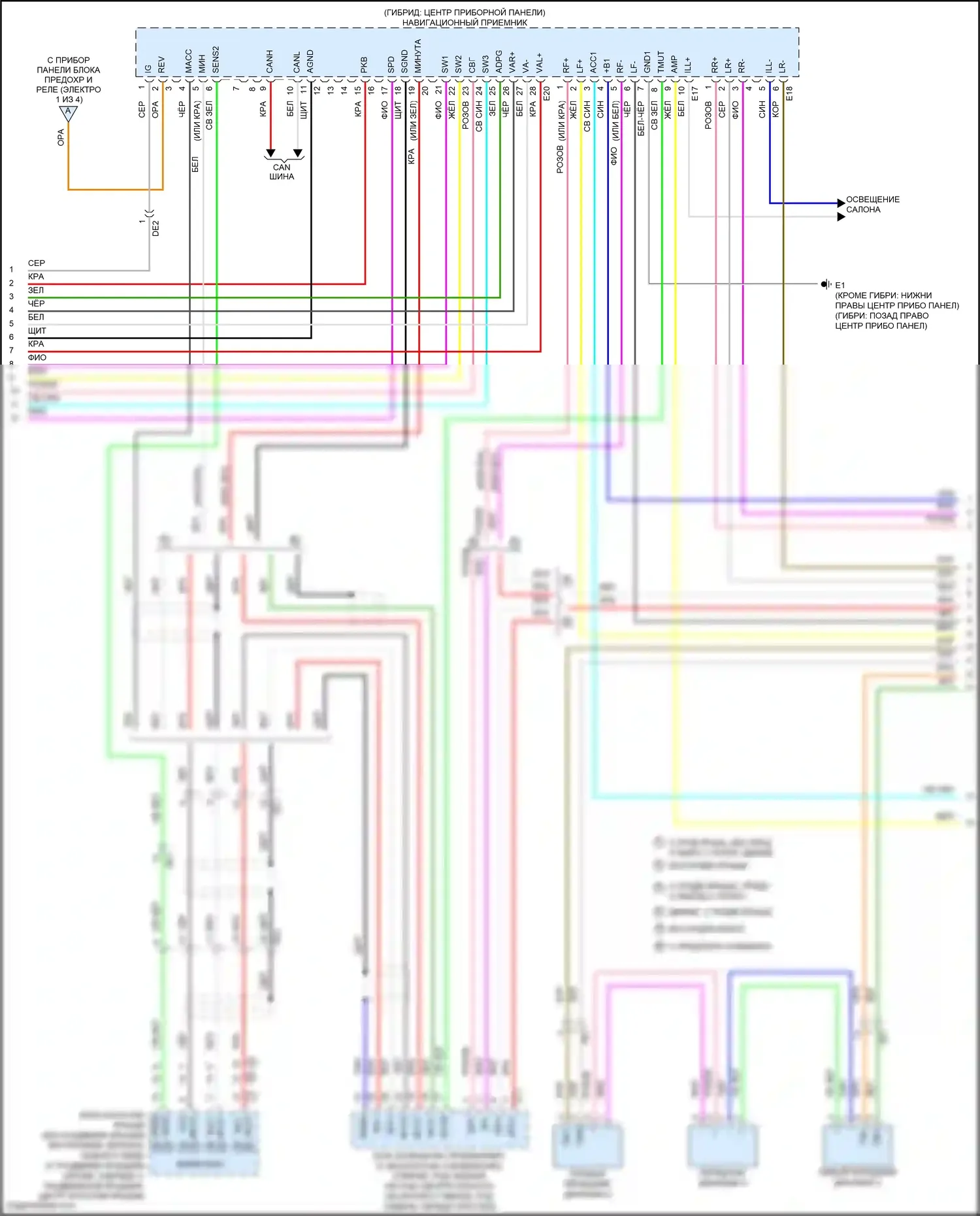 Avalon Toyota XX40 рестайлинг (2015-2018): Электросхема 9-акустической системы, с типом навигационного приемника (3 из 4) 