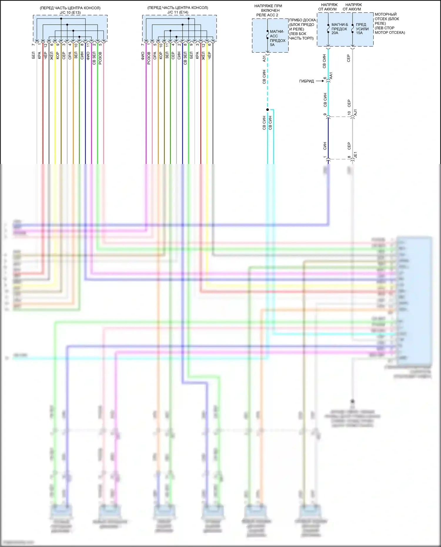 Avalon Toyota XX40 рестайлинг (2015-2018): Электросхема 9-акустической системы, с типом приемника магнитолы и дисплея (4 из 4) 