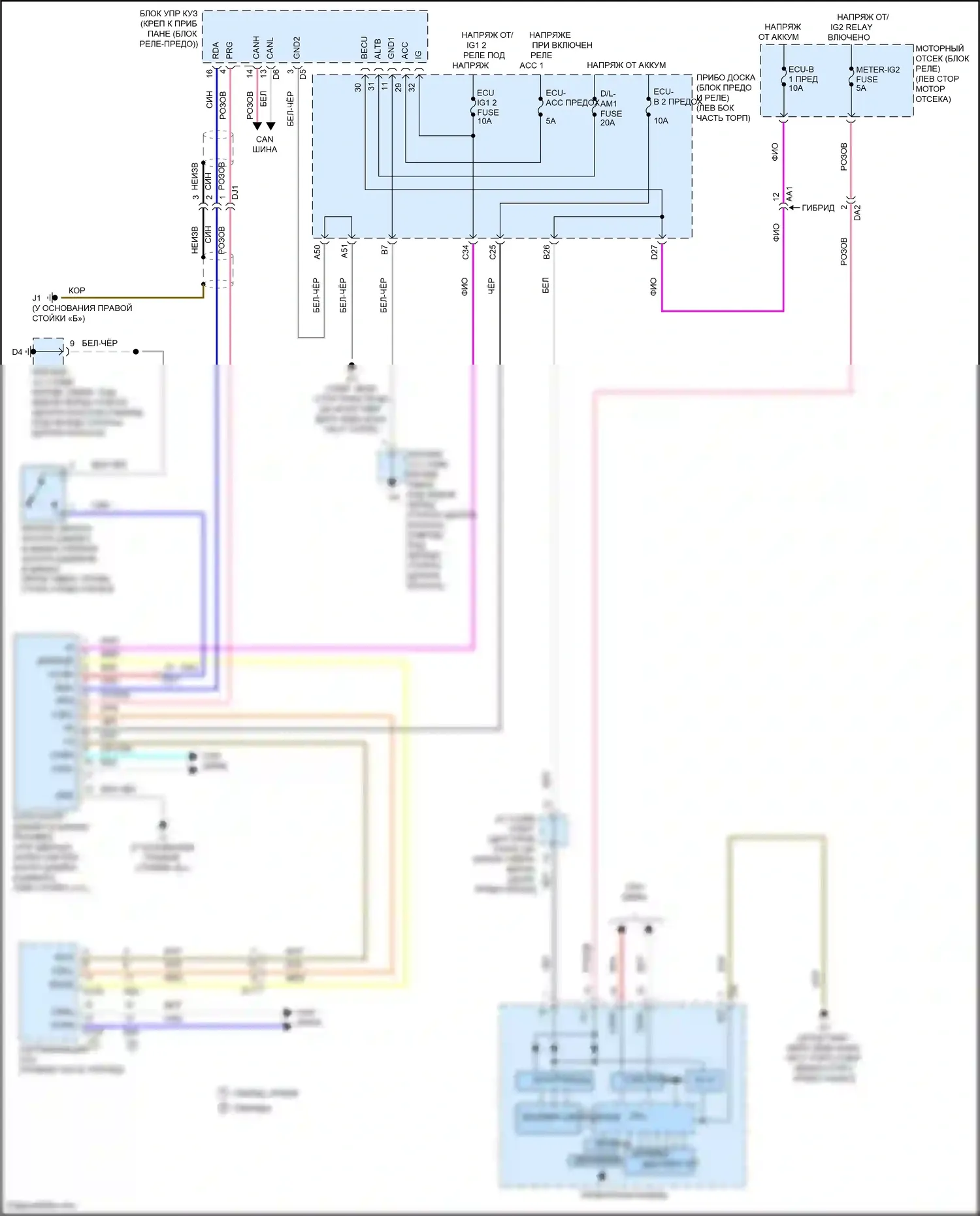 Avalon Toyota XX40 рестайлинг (2015-2018): Электросхема контроля давления в шинах 