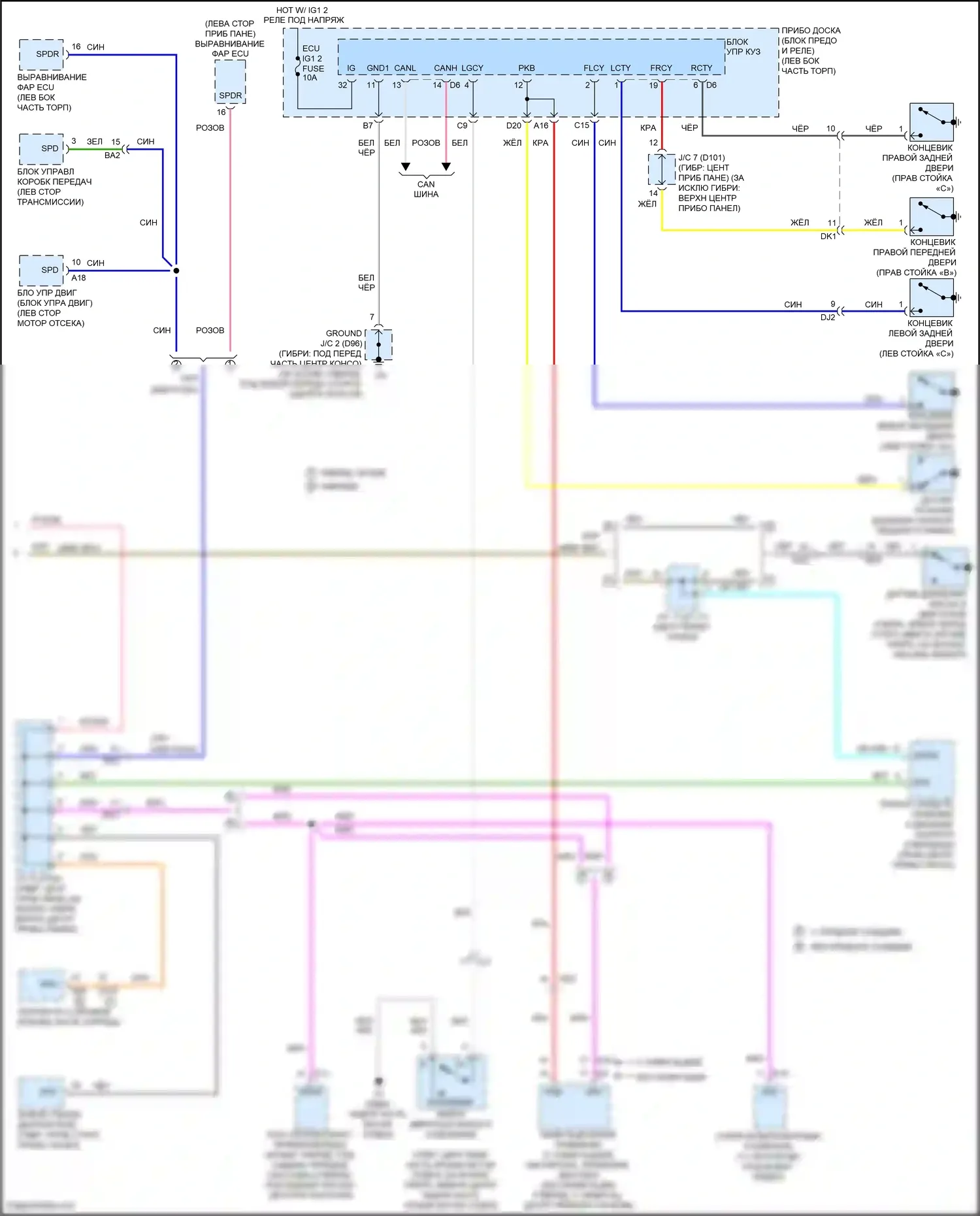 Avalon Toyota XX40 рестайлинг (2015-2018): Электросхема приборной панели (2 из 2) 