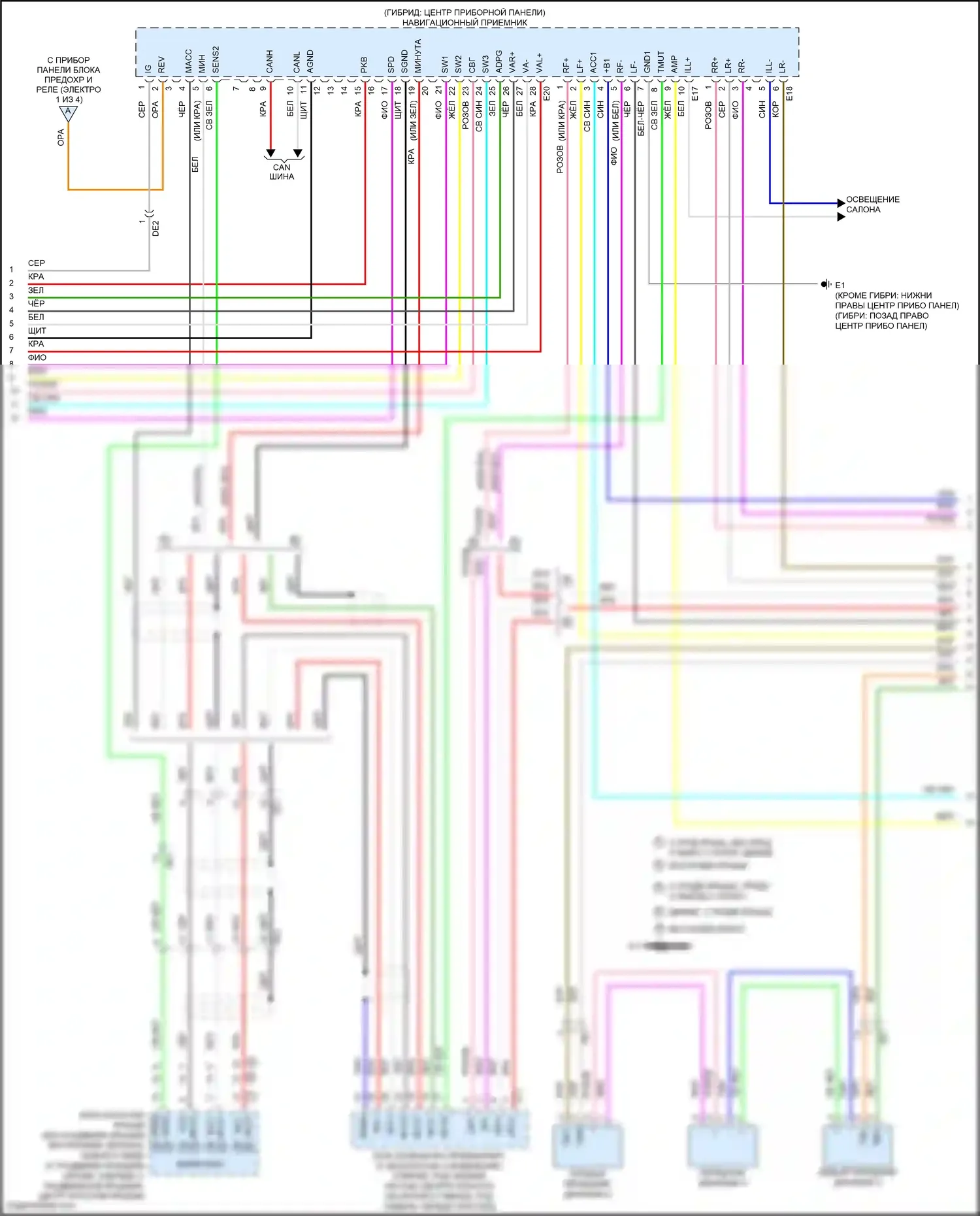 Avalon Toyota XX40 рестайлинг (2015-2018): Электросхема навигации, 9 динамиков (3 из 4) 
