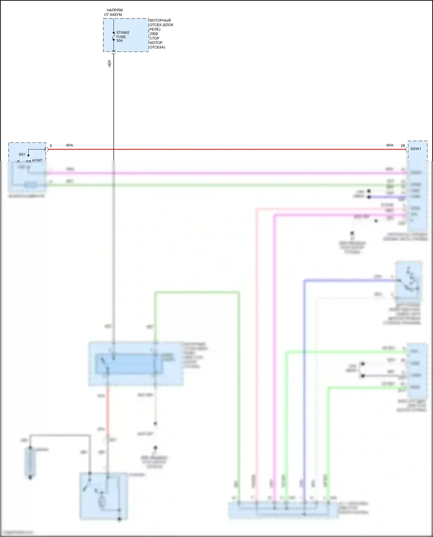 Avalon Toyota XX40 рестайлинг (2015-2018): Электросхема стартера 