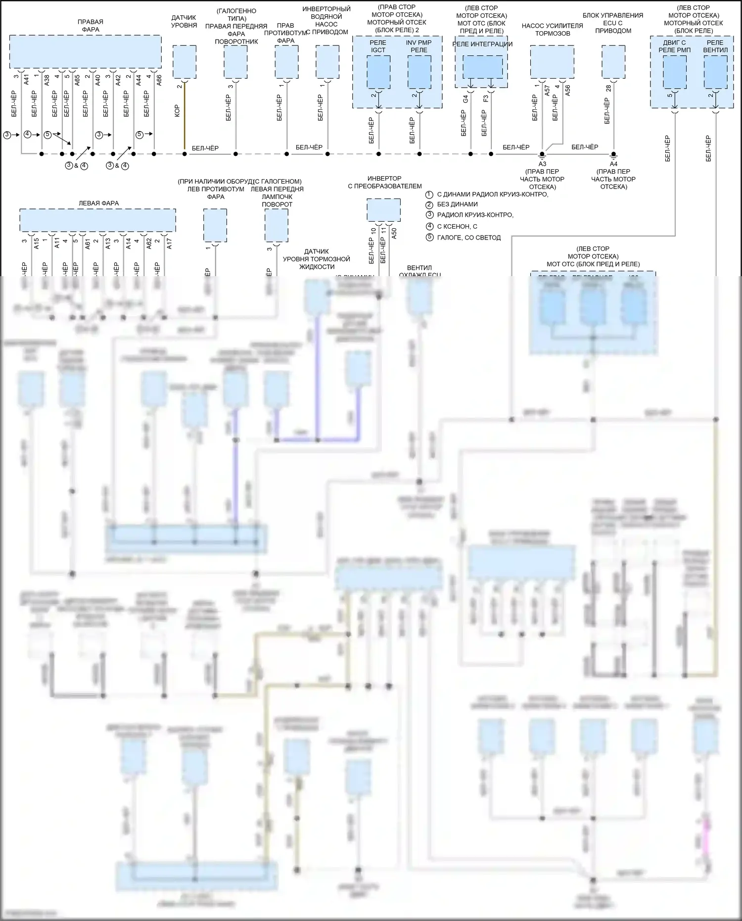 Avalon Toyota XX40 рестайлинг (2015-2018): Электросхема разводки массы, гибридная (1 из 4) 