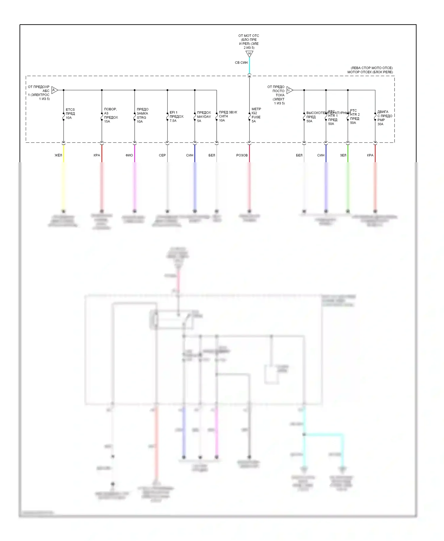 Avalon Toyota XX40 (2012-2015): Электросхема блока предохранителей реле, гибридного (2 из 5) 