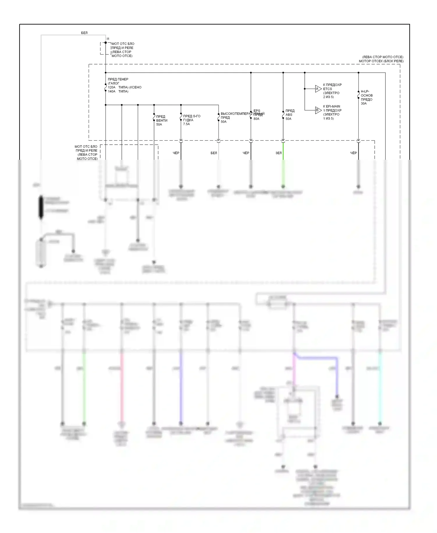 Avalon Toyota XX40 (2012-2015): Электросхема блока предохранителей реле, кроме гибридного (1 из 5) 