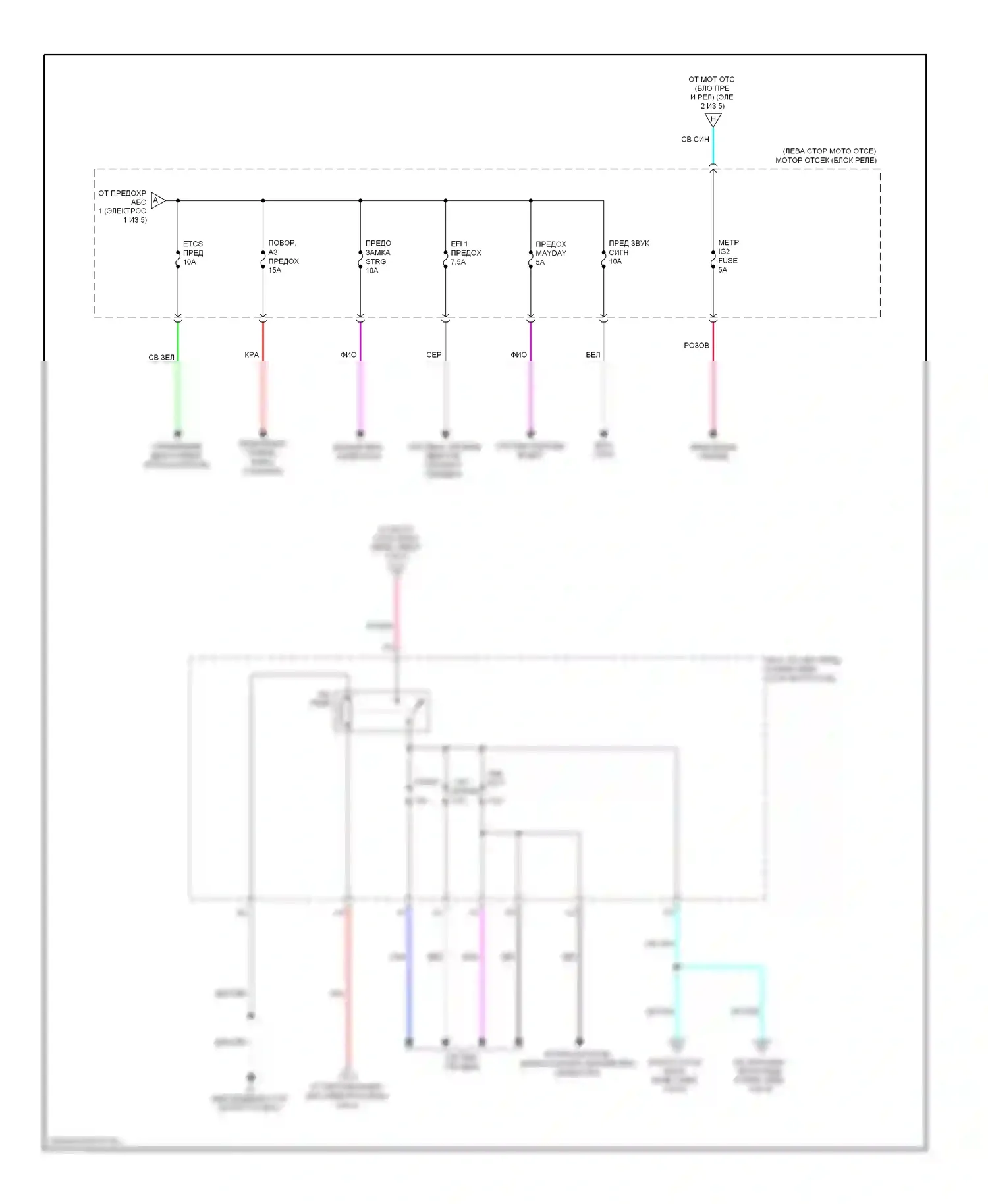 Avalon Toyota XX40 (2012-2015): Электросхема блока предохранителей реле, кроме гибридного (2 из 5) 
