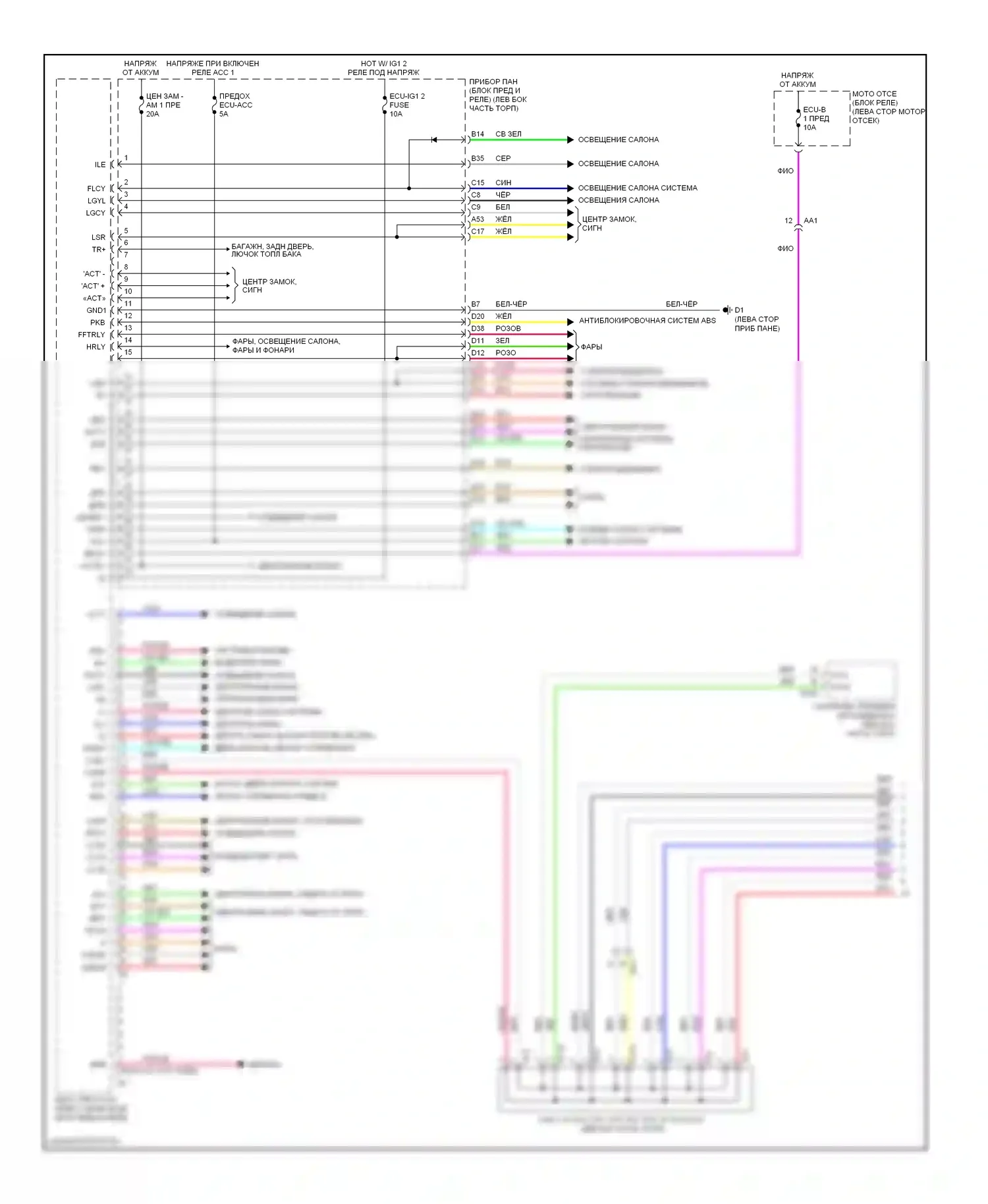 Avalon Toyota XX40 (2012-2015): Электросхема эбу кузова, гибрид (1 из 2) 