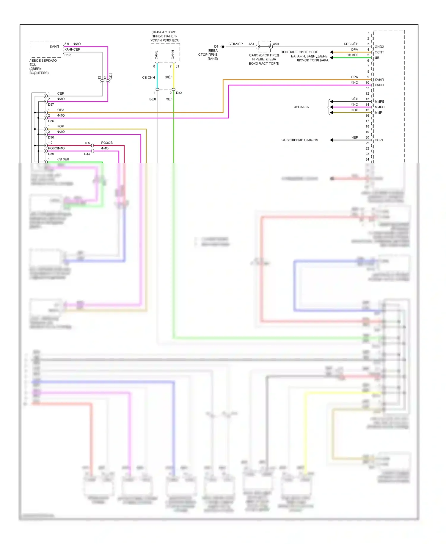 Avalon Toyota XX40 (2012-2015): Электросхема эбу кузова, гибрид (2 из 2) 