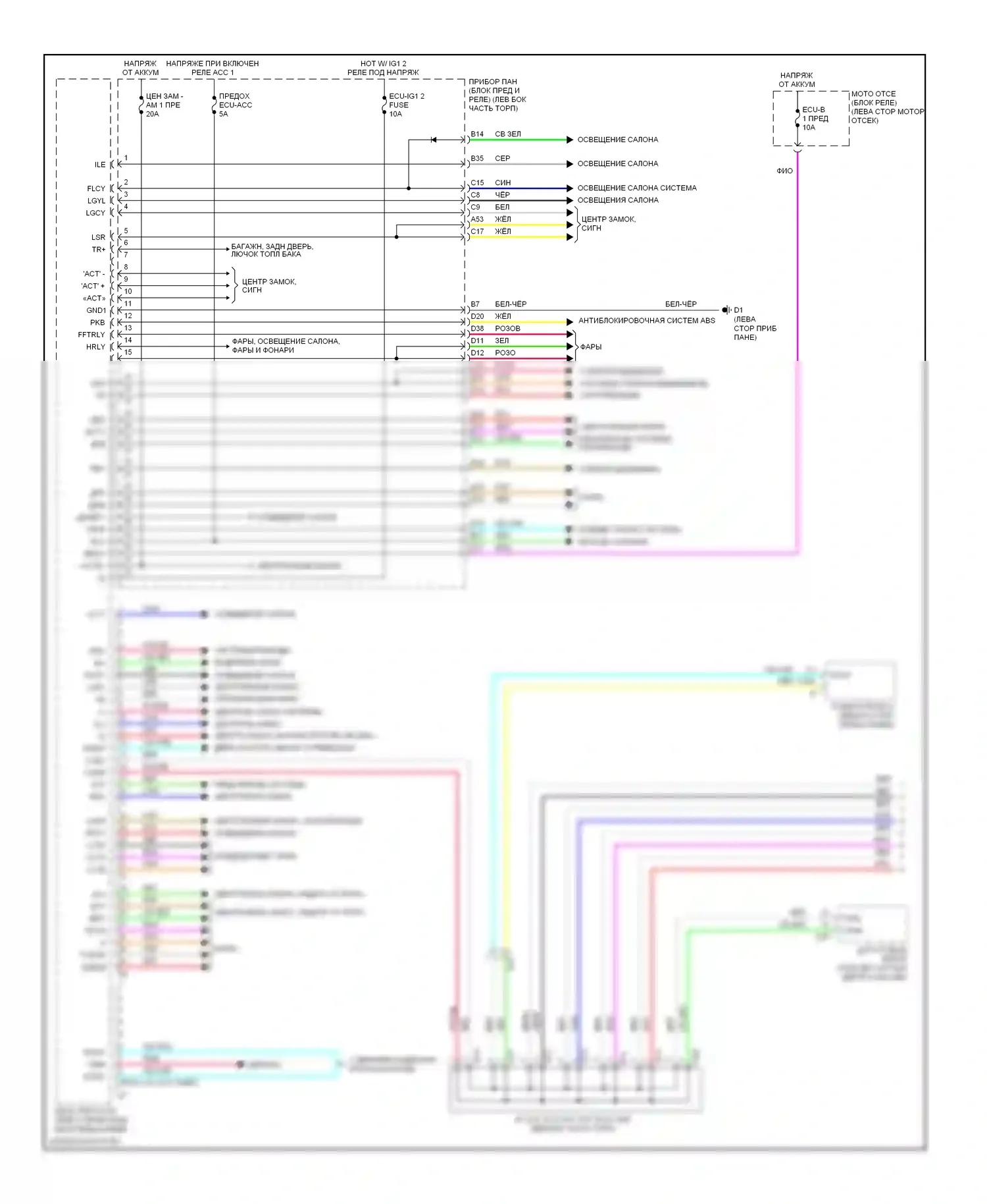 Avalon Toyota XX40 (2012-2015): Электросхема эбу кузова, кроме гибридной (1 из 2) 