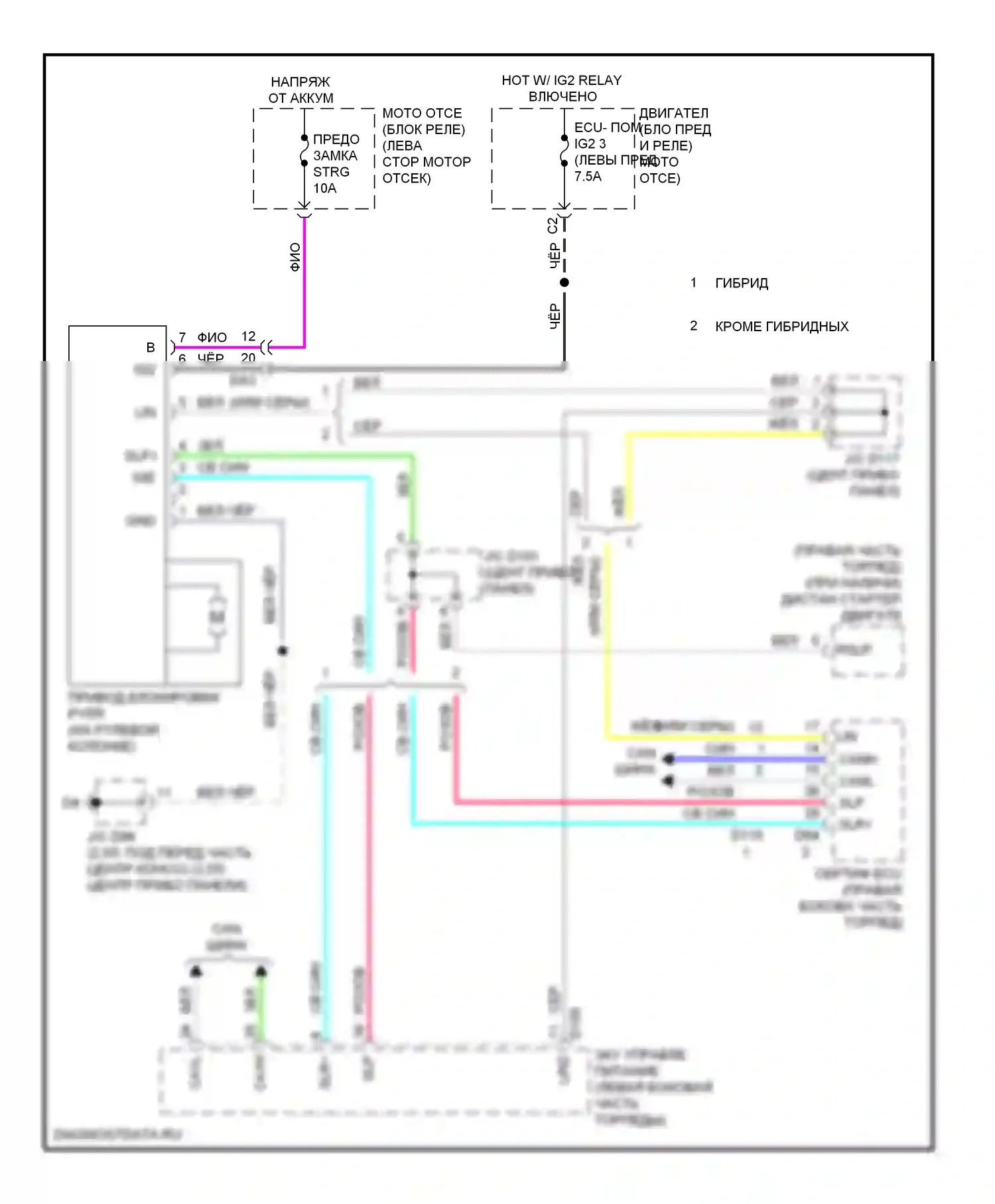 Avalon Toyota XX40 (2012-2015): Электросхема рулевой колонки 