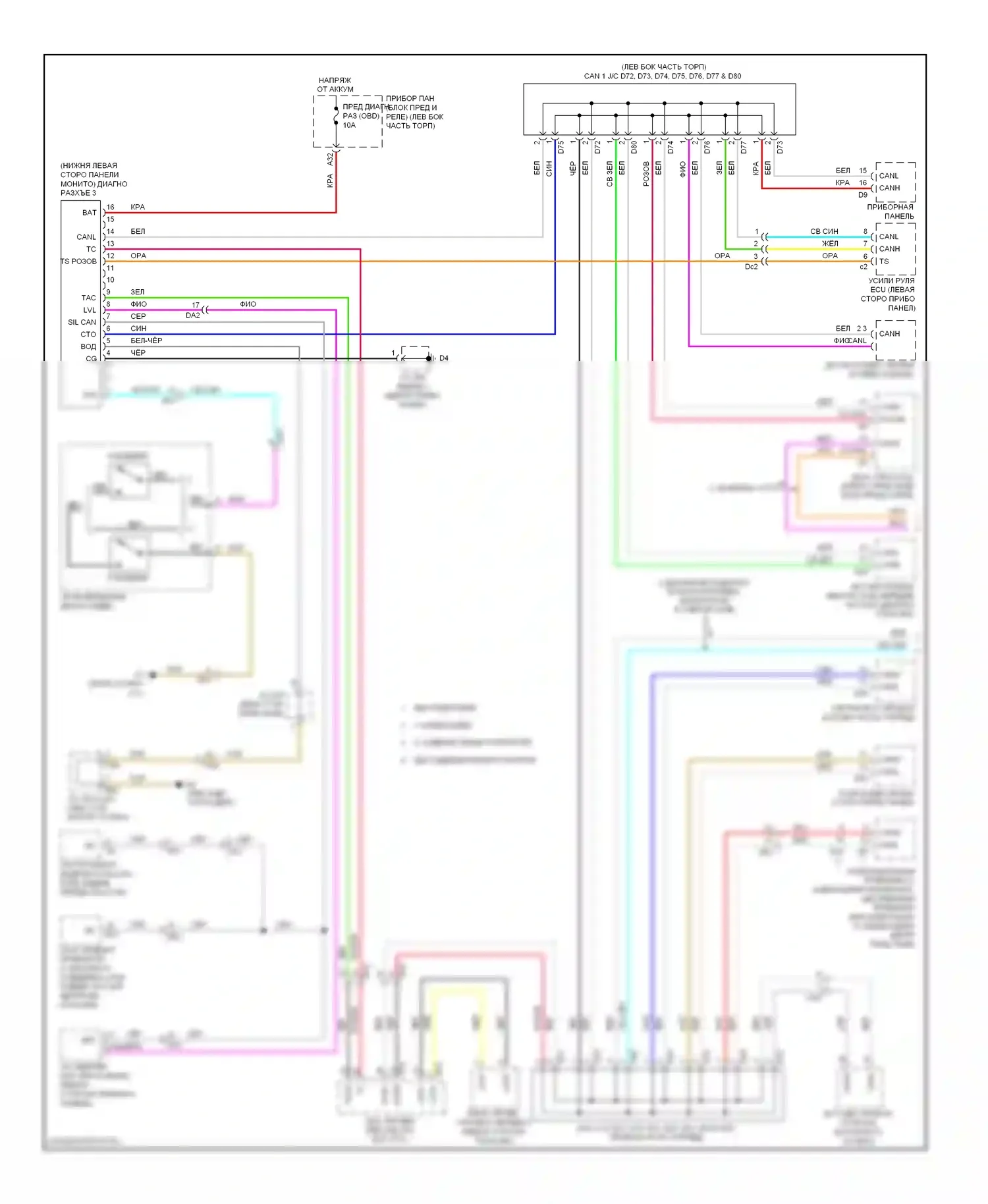 Avalon Toyota XX40 (2012-2015): Can шина электросхема, за исключением гибридной (1 из 2) 
