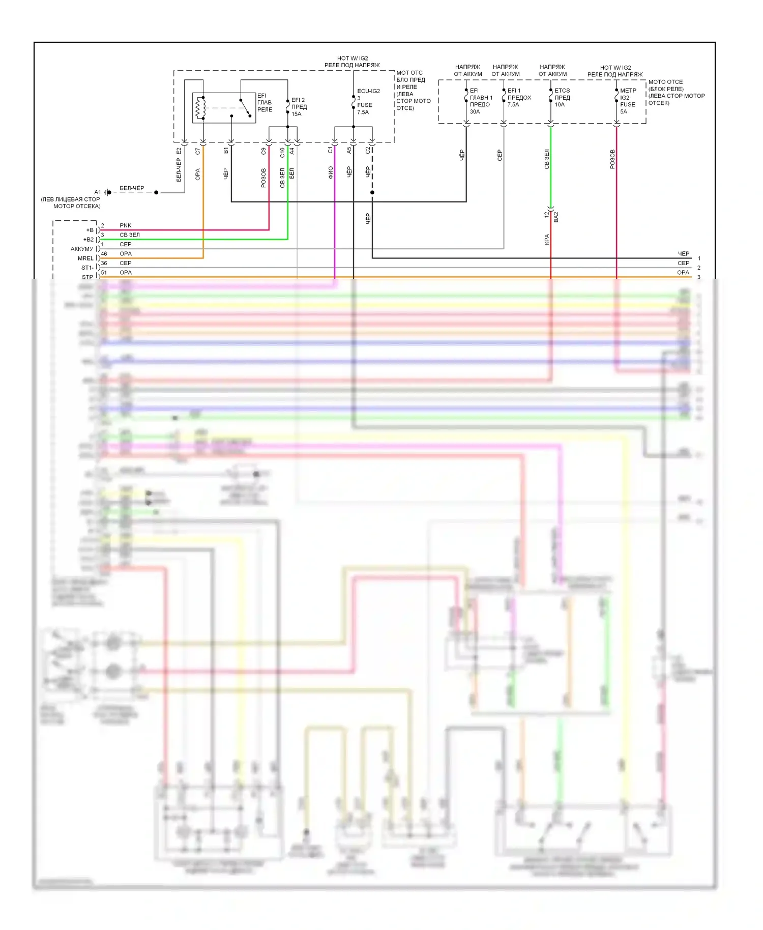 Avalon Toyota XX40 (2012-2015): 3.5l, электросхема соединений коробки передач (1 из 3) 
