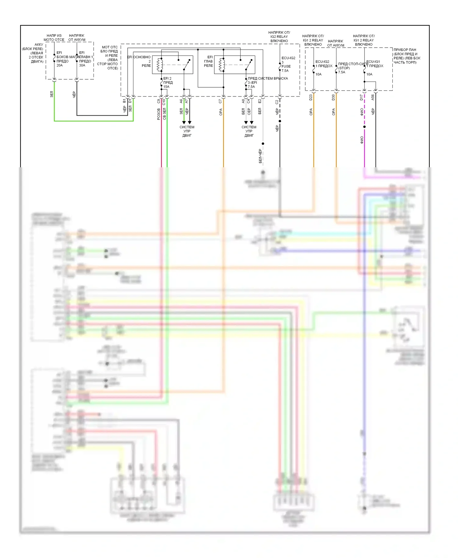 Avalon Toyota XX40 (2012-2015): Электросхема динамического лазерного круиз-контроля, гибрид (1 из 2) 