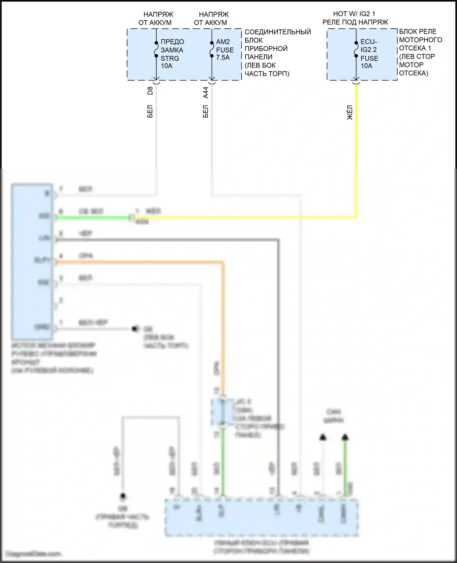 Avalon Toyota XX50 (2018-2024): Электросхема рулевой колонки 