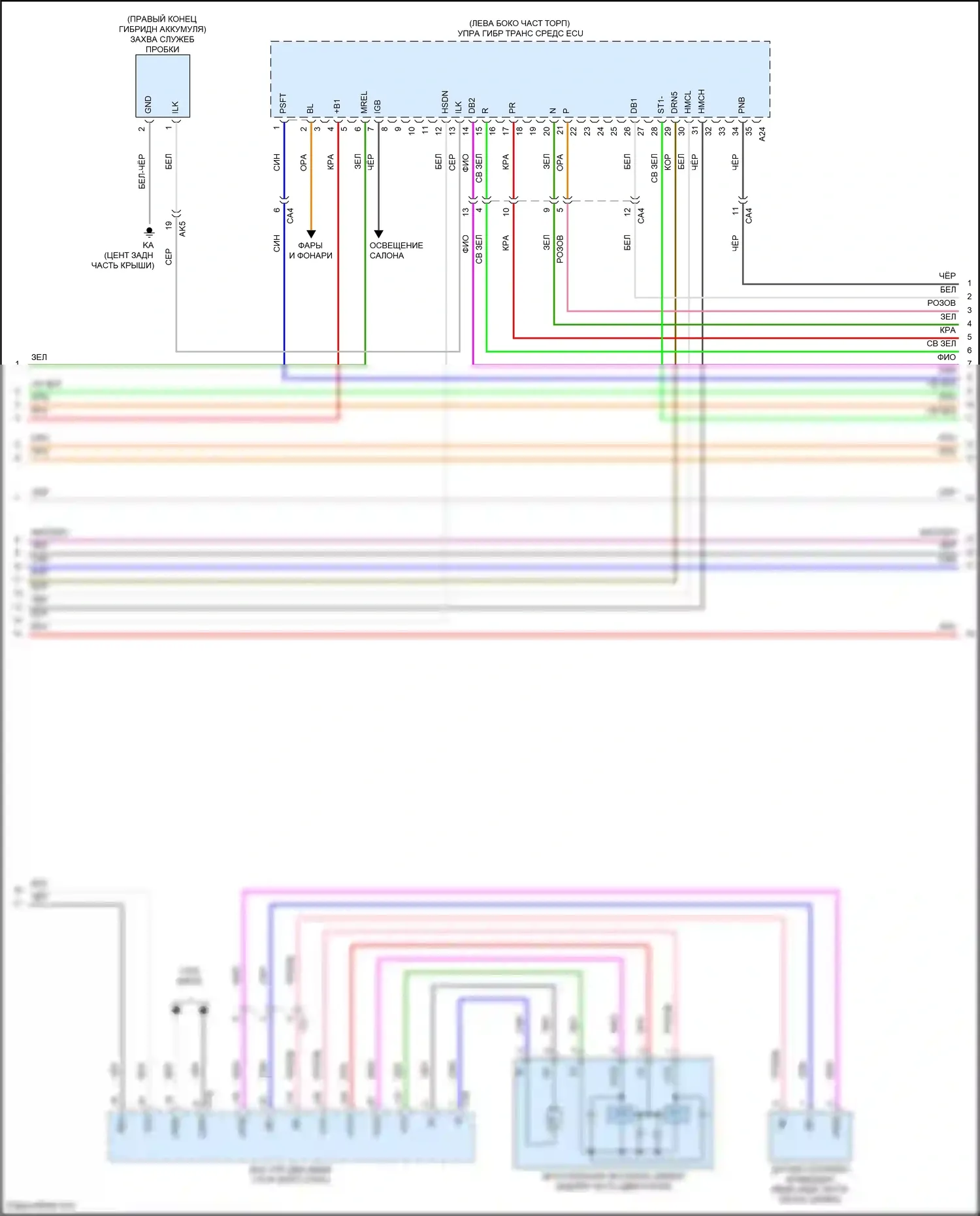 Avalon Toyota XX50 (2018-2024): Электросхема двигатель 2.5л гибрид, электросхема гибридной системы (3 из 8) 