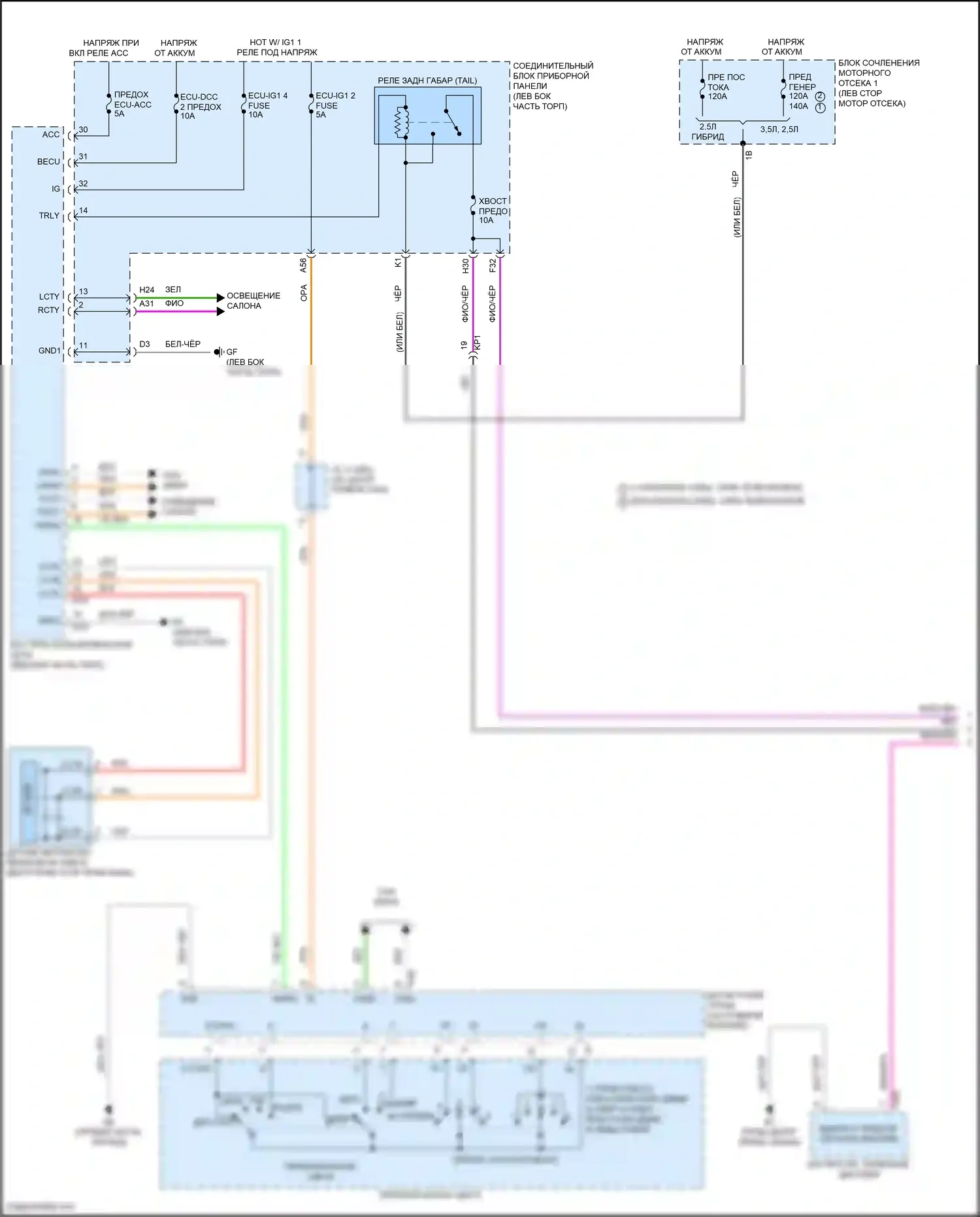 Avalon Toyota XX50 (2018-2024): Электросхема фар и фонарей (1 из 5) 