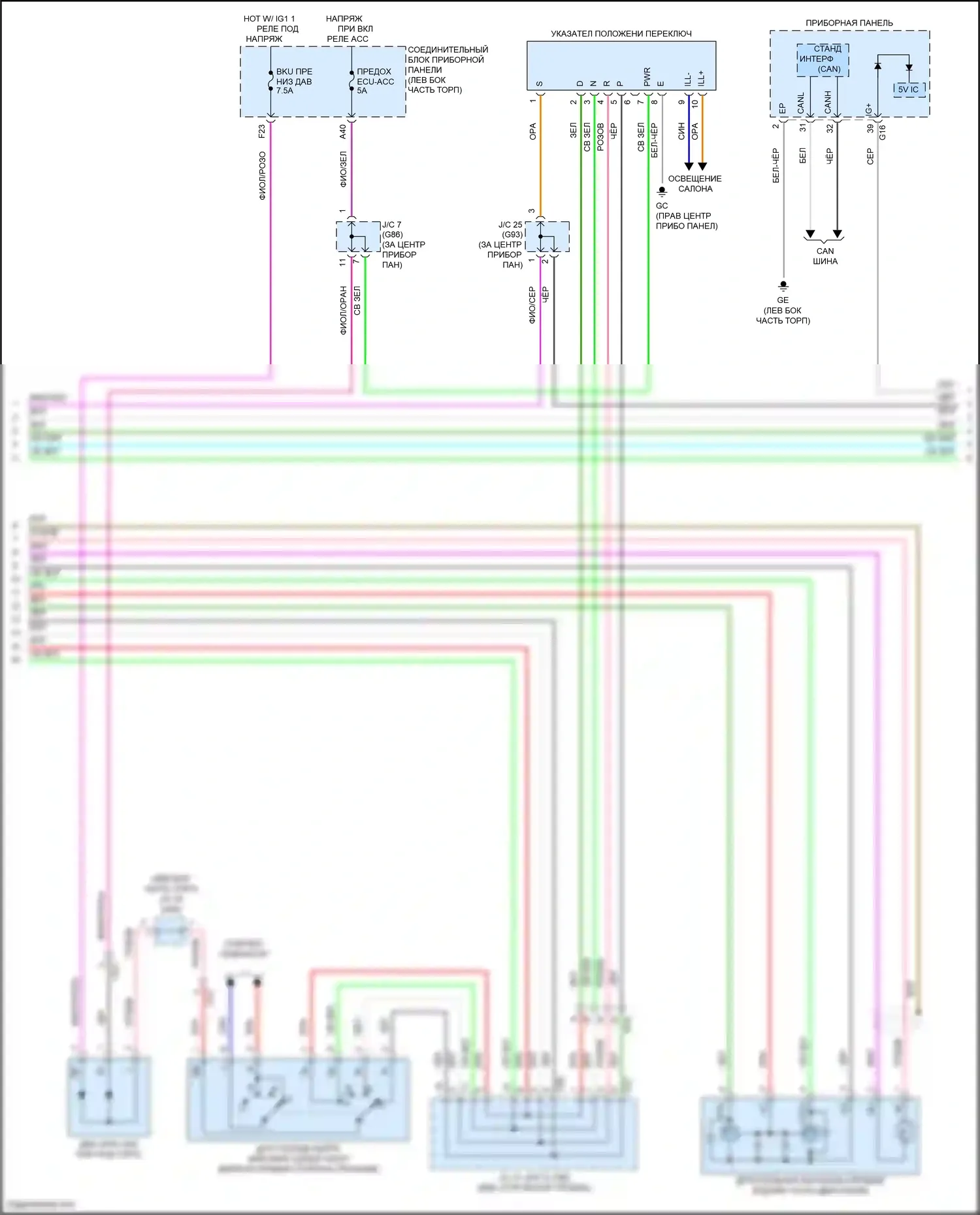 Avalon Toyota XX50 (2018-2024): 3.5l, электросхема соединений коробки передач (2 из 3) 