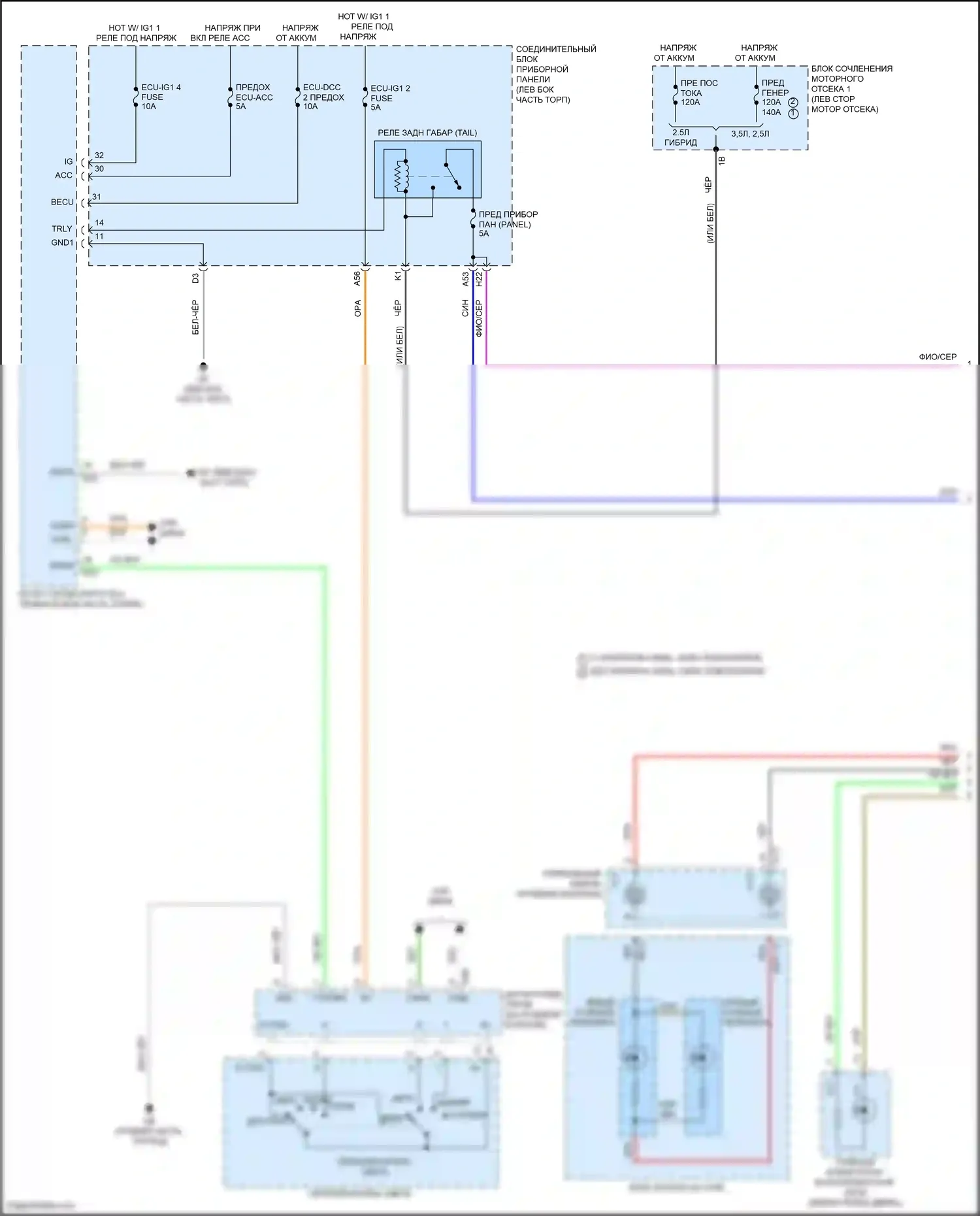 Avalon Toyota XX50 (2018-2024): Электросхема подсветки приборной панели (1 из 4) 