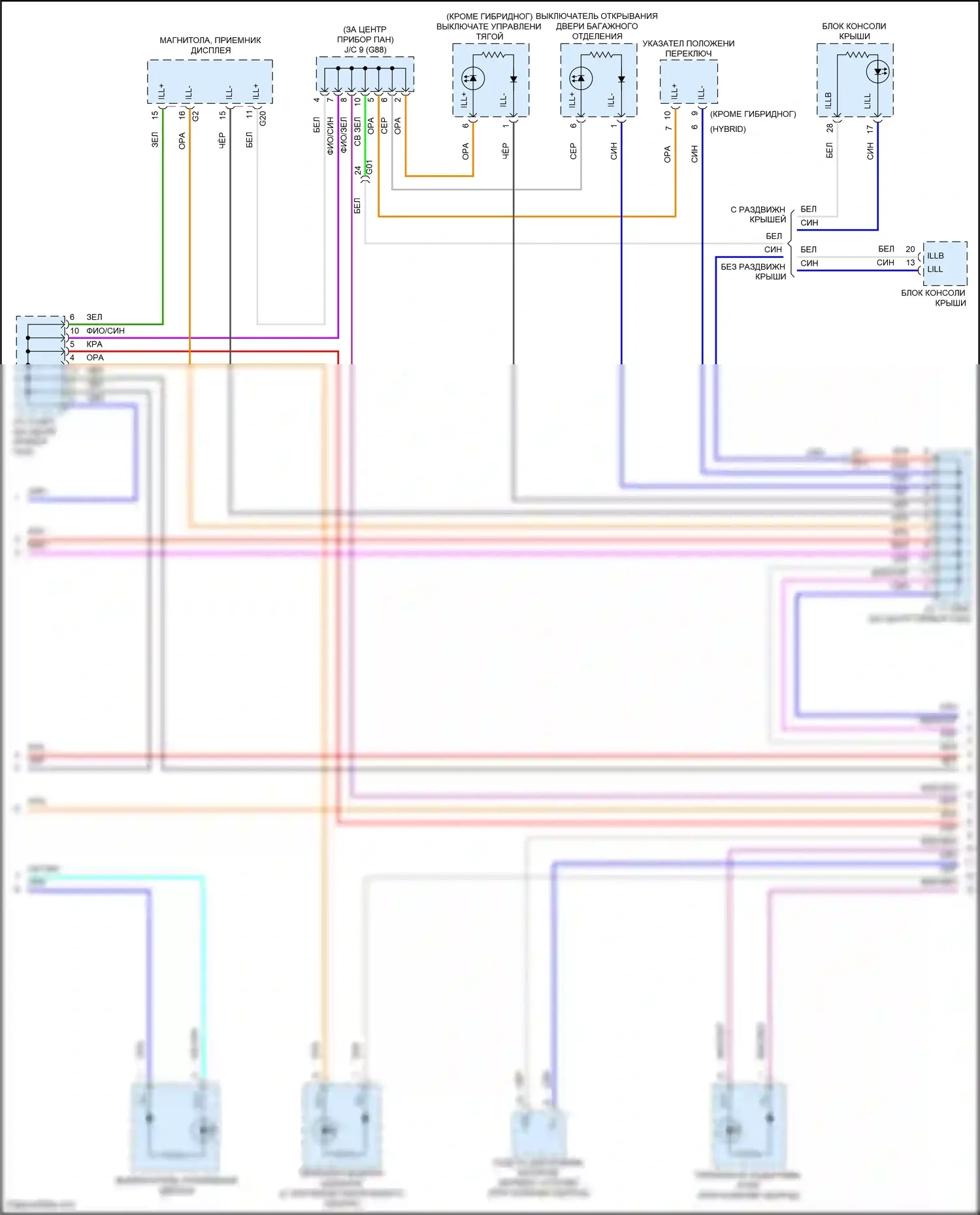 Avalon Toyota XX50 (2018-2024): Электросхема подсветки приборной панели (3 из 4) 