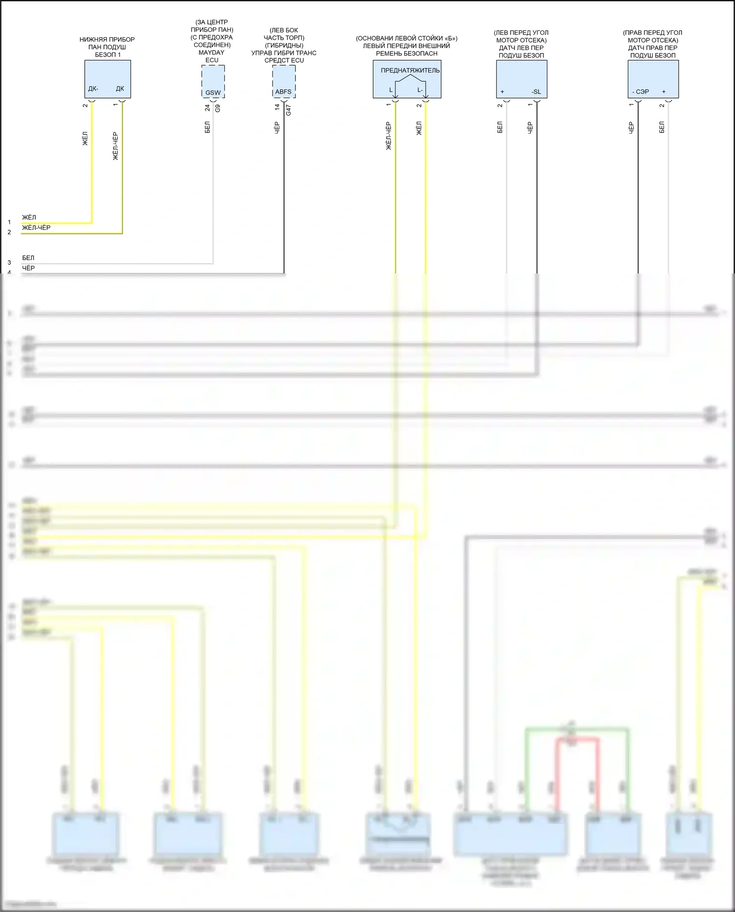 Avalon Toyota XX50 (2018-2024): Электросхема подушек безопасности (2 из 4) 