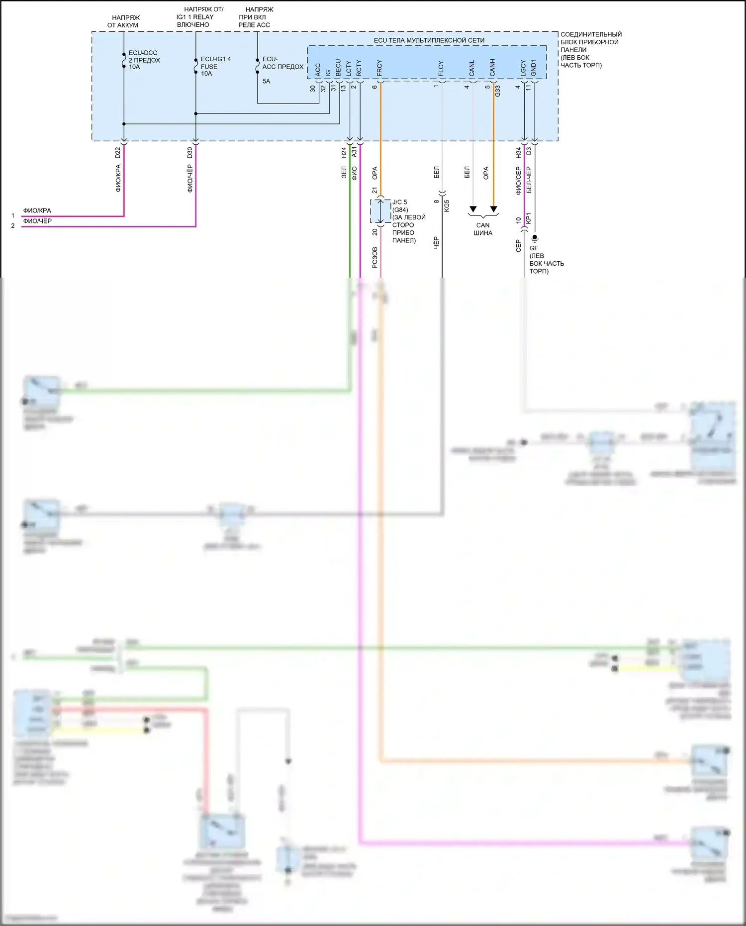 Avalon Toyota XX50 (2018-2024): Электросхема приборной панели (4 из 4) 