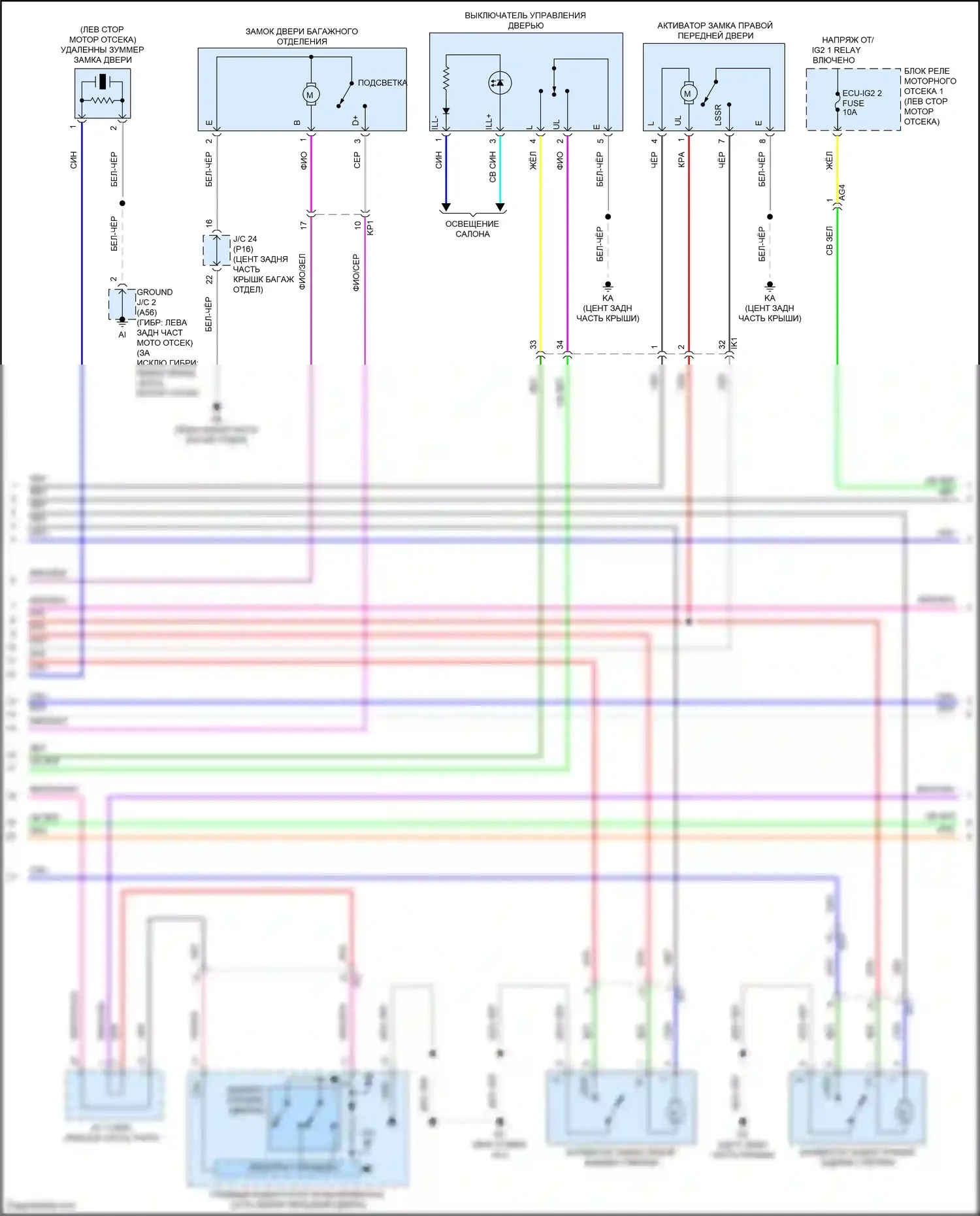 Avalon Toyota XX50 (2018-2024): Сигнализации электросхема, с интеллектуальной системой ключей (2 из 4) 