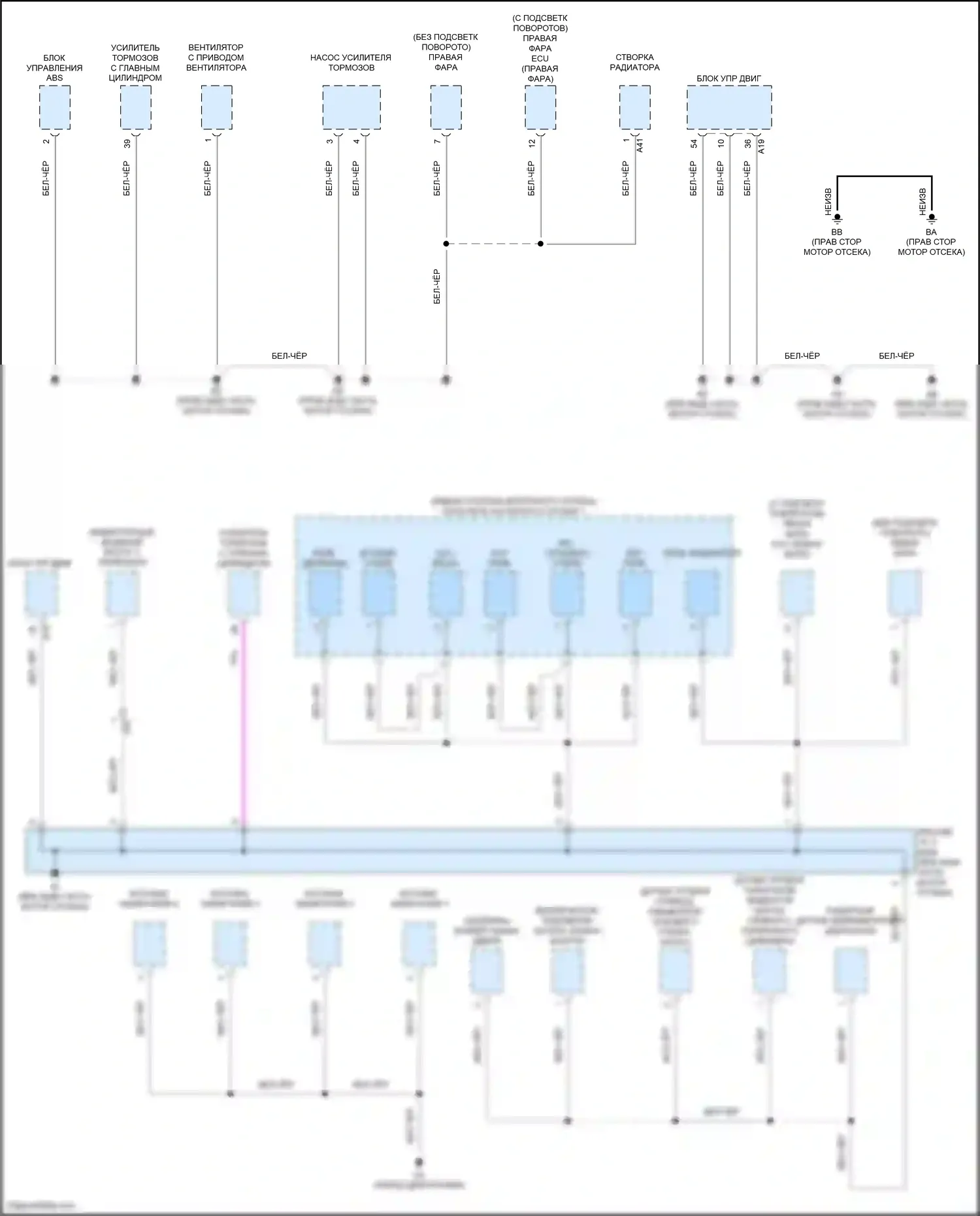 Avalon Toyota XX50 (2018-2024): Электросхема разводки массы, гибридная (1 из 5) 