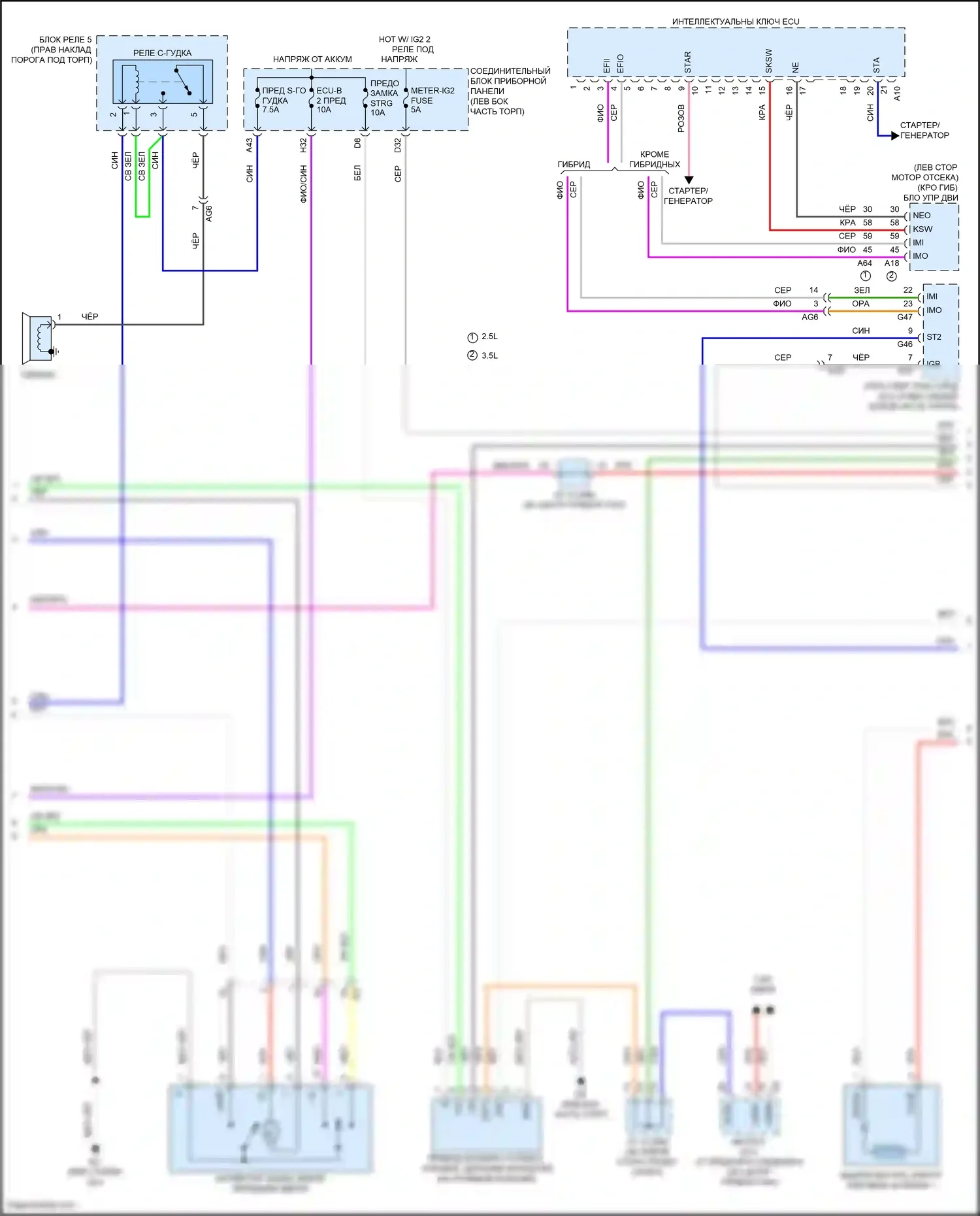 Avalon Toyota XX50 (2018-2024): Электросхема центрального замка, с интеллектуальной системой ключей (3 из 4) 