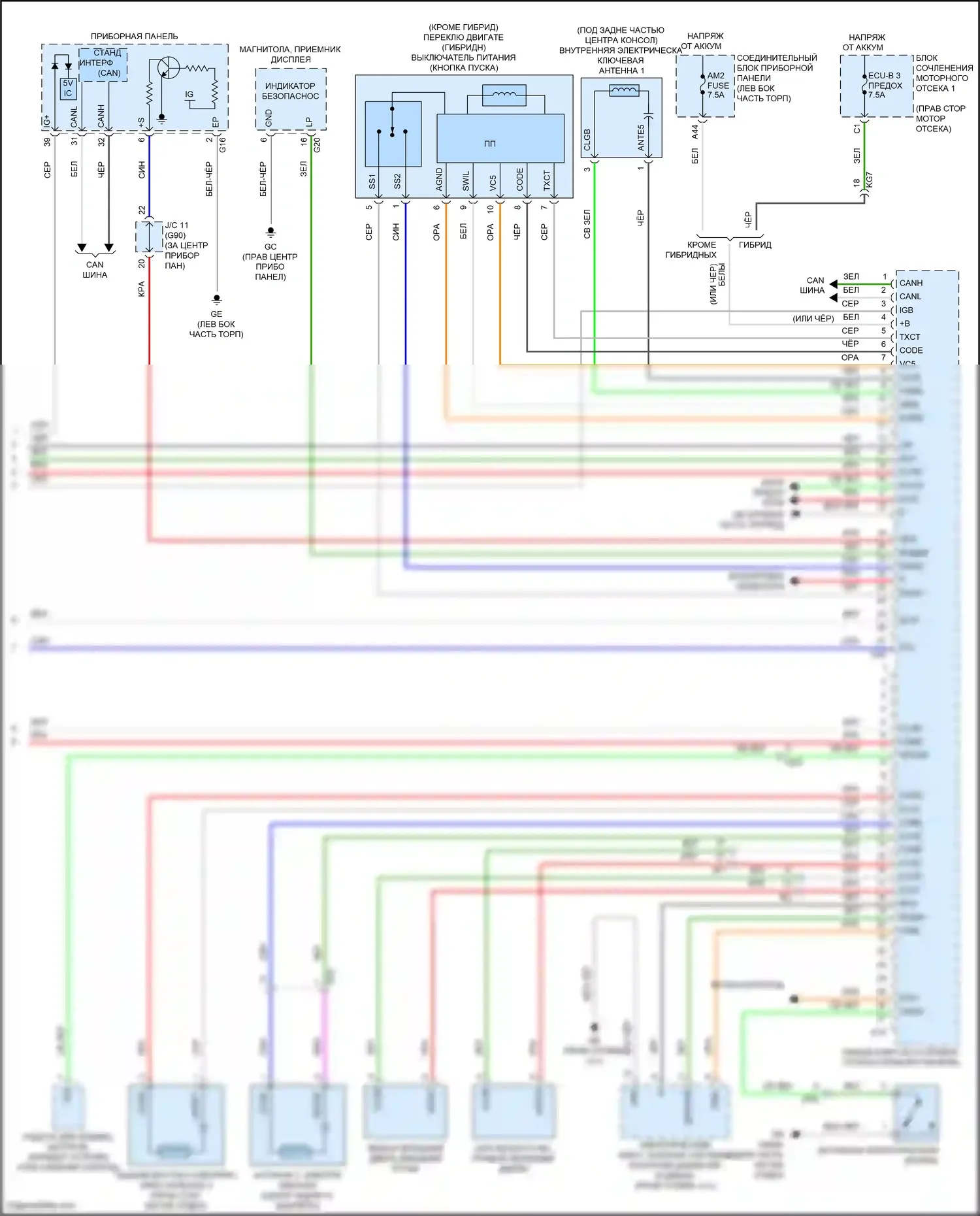 Avalon Toyota XX50 (2018-2024): Электросхема центрального замка, с интеллектуальной системой ключей (4 из 4) 