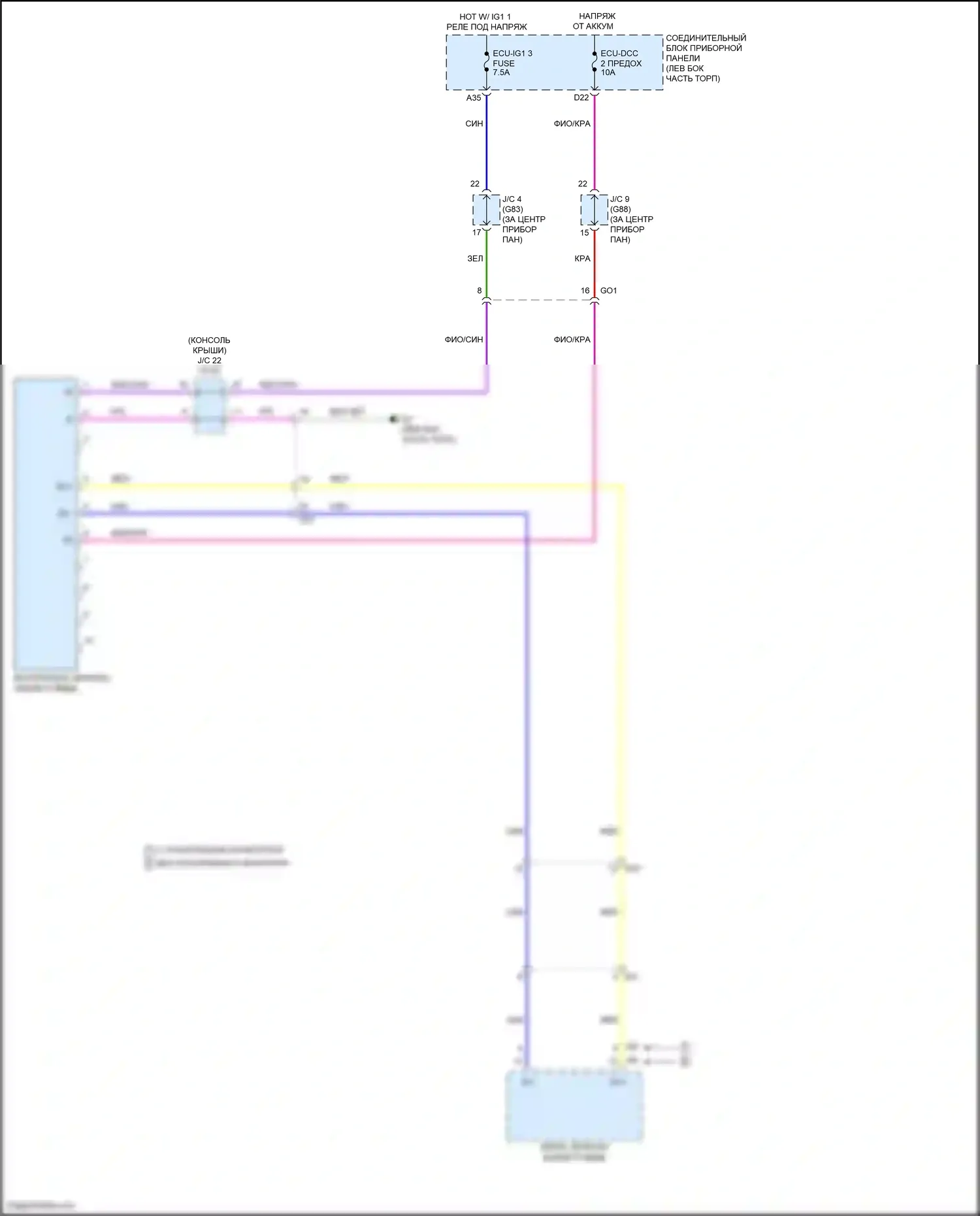 Avalon Toyota XX50 (2018-2024): Электросхема электрохромного зеркала 