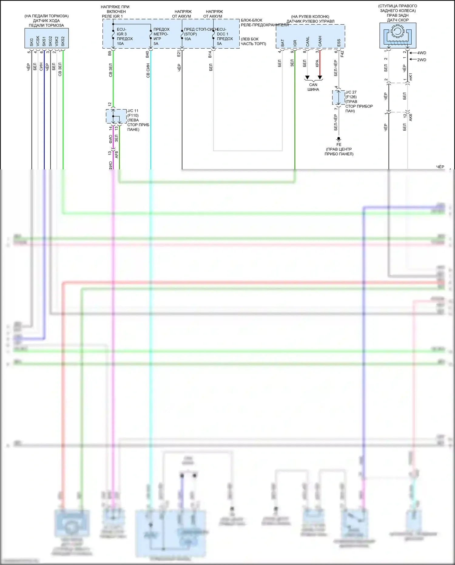 bZ4X Toyota I (2022-2024): Антиблокировочная система abs электросхема (2 из 3) 