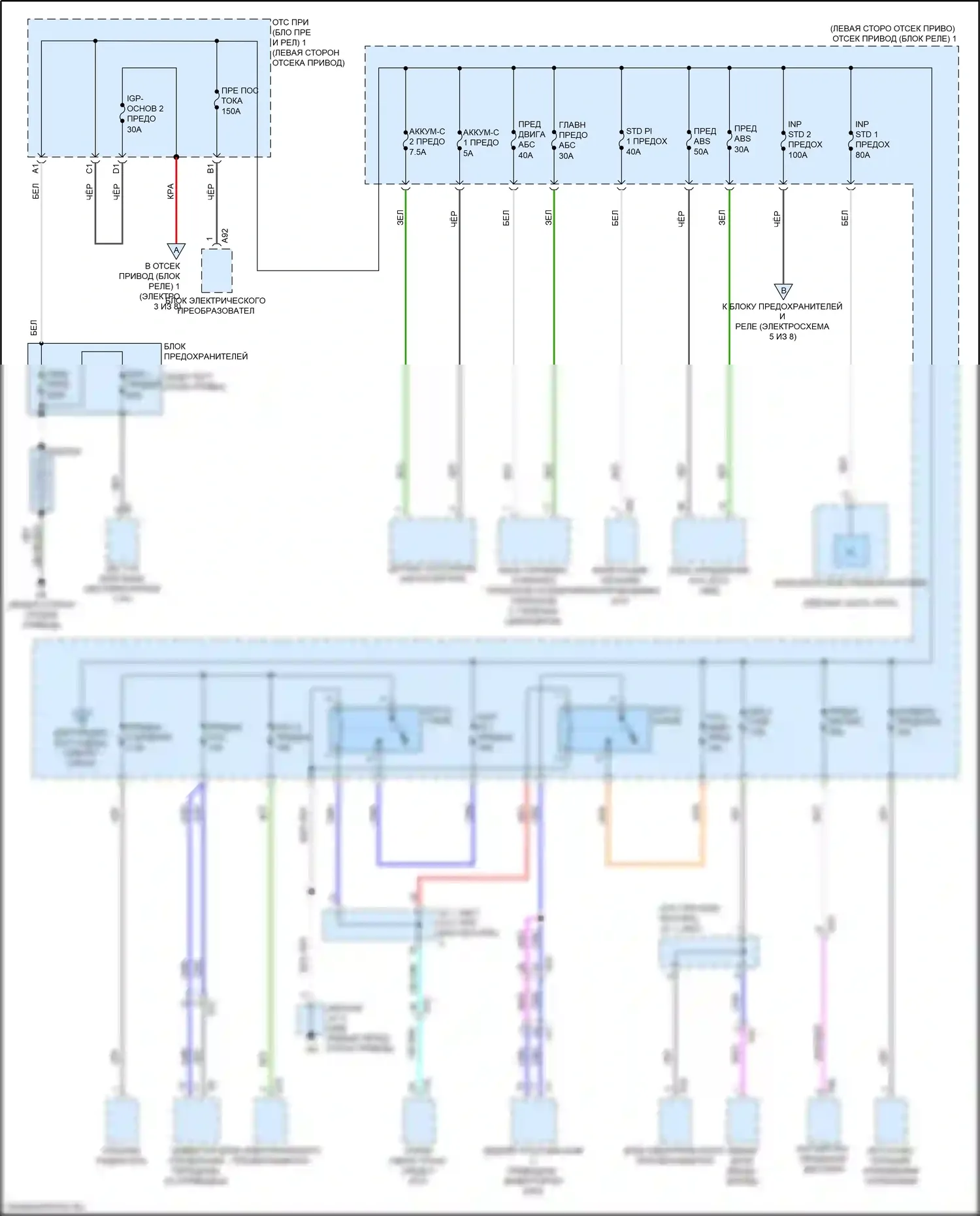 bZ4X Toyota I (2022-2024): Электросхема блока предохранителей реле (1 из 8) 