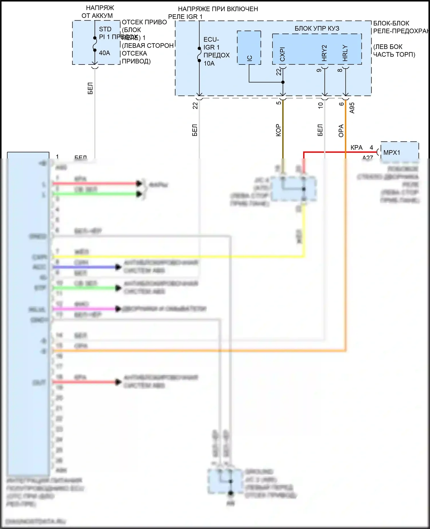 bZ4X Toyota I (2022-2024): Полупроводниковая интеграция питания ecu электросхема 
